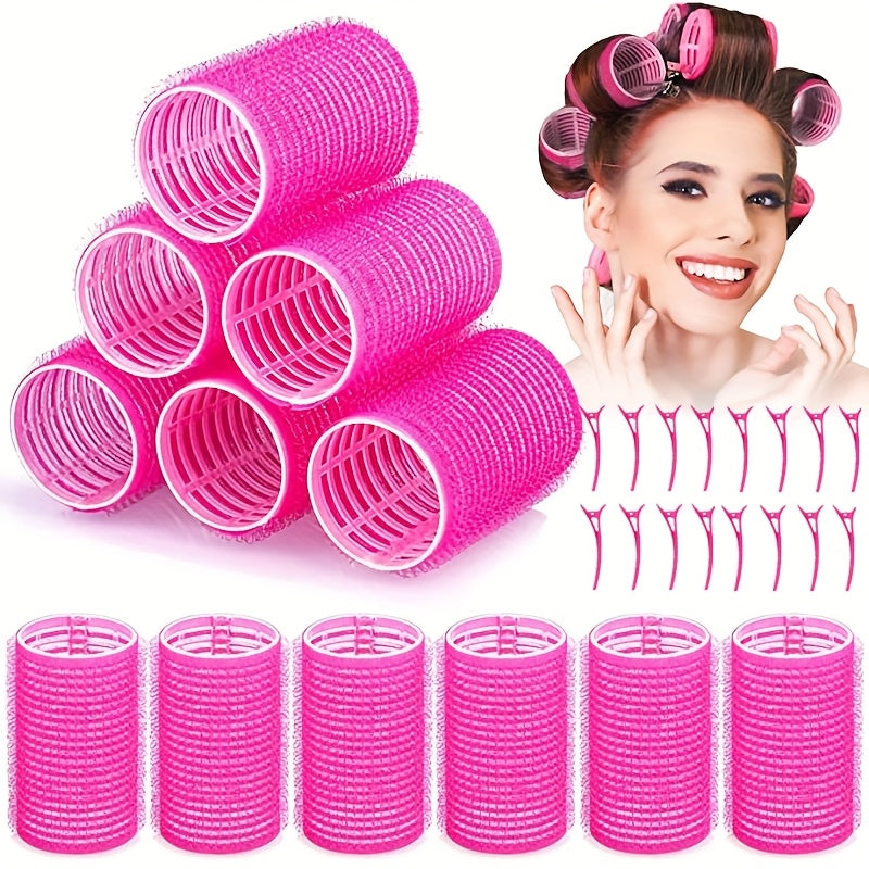 24pcs Self Grip Hair Rollers Set with Folding Pocket Comb and Hairpins - SB2J