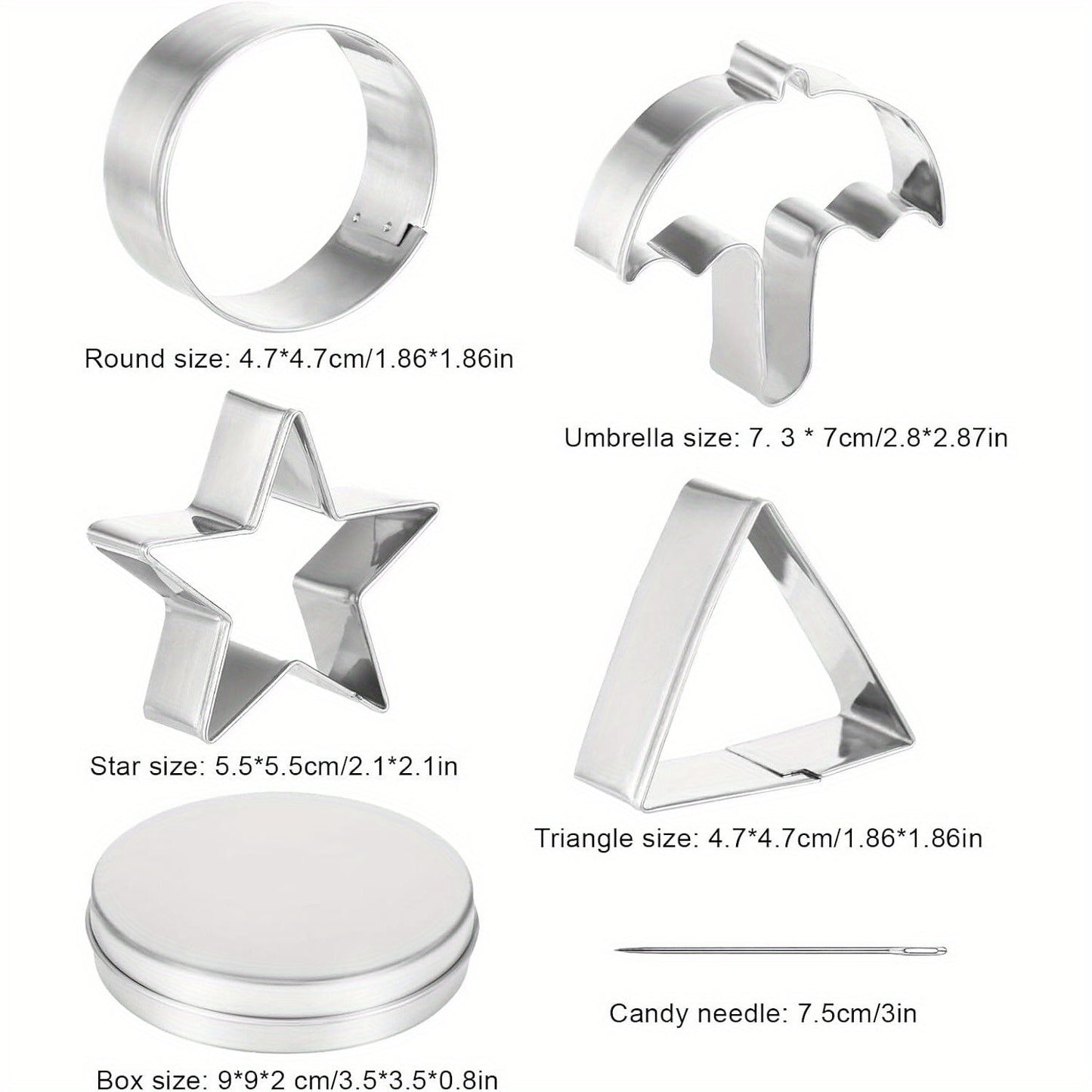 4 Shapes Cookie Cutters Set with Mold Boxes, Stainless Steel TJR3Y2T