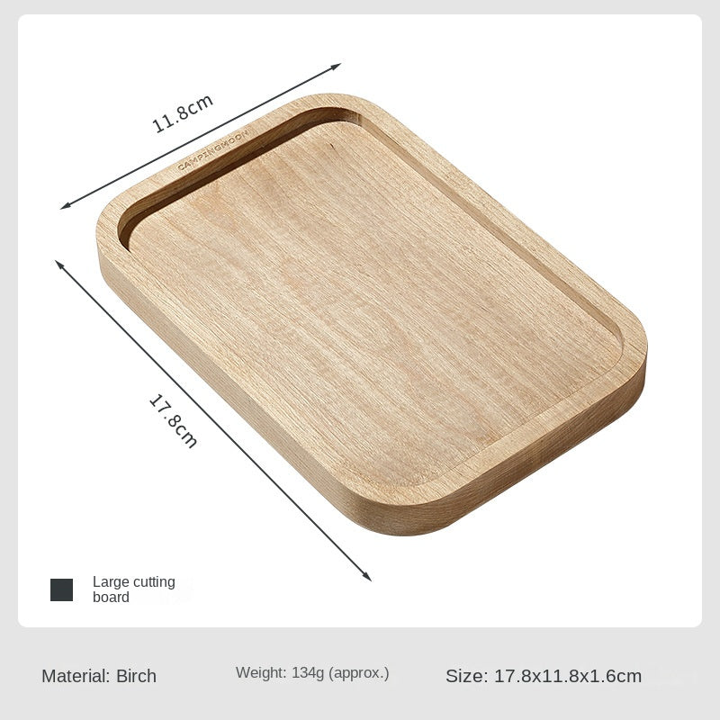 Campingmoon YM-1609/2013 Brich Copping Board Portable Lightweight Wood Cutting Board Double Sided Outdoor Camping Wooden Serving Plate Lunch Box Add-on
