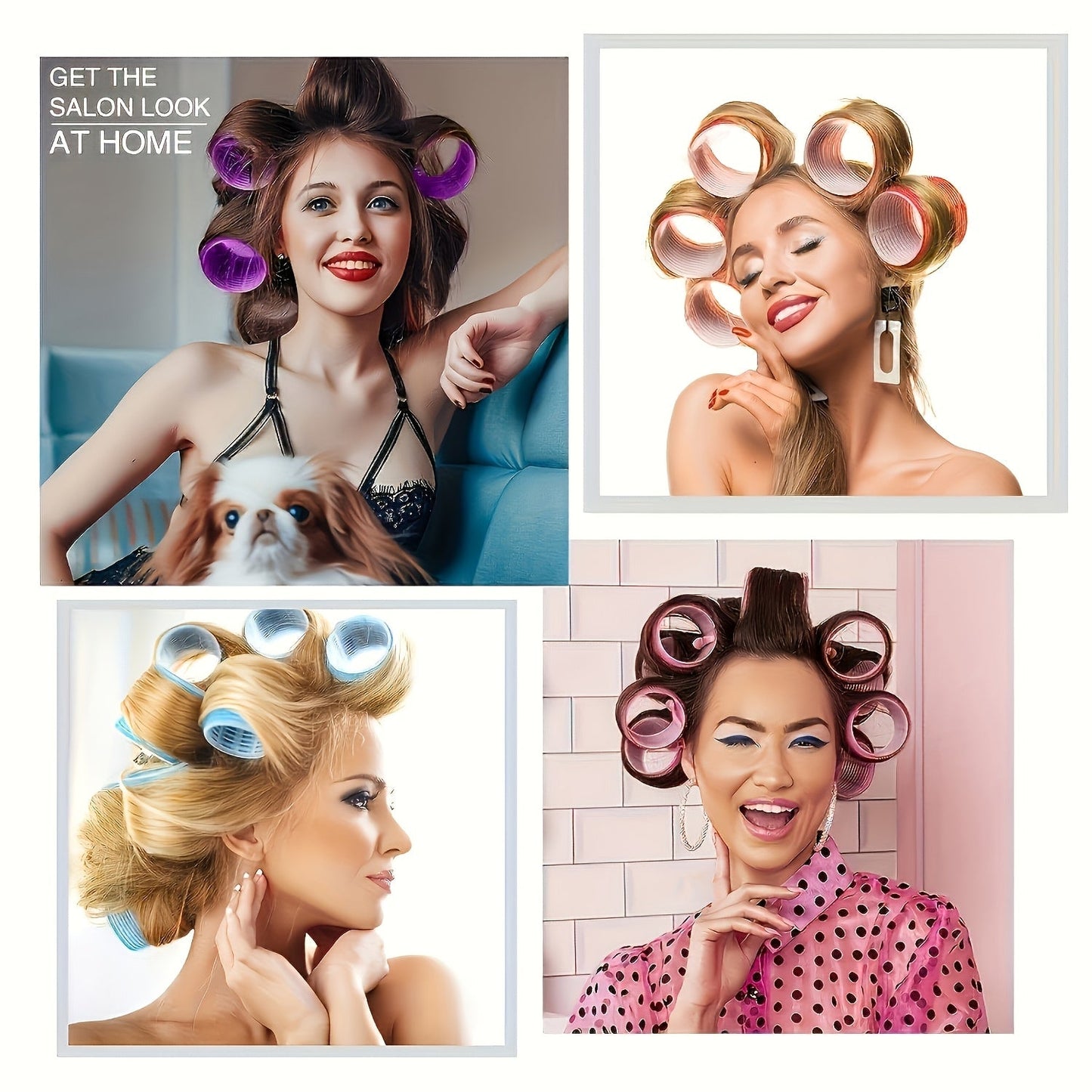 24pcs Self Grip Hair Rollers Set with Folding Pocket Comb and Hairpins - SB2J