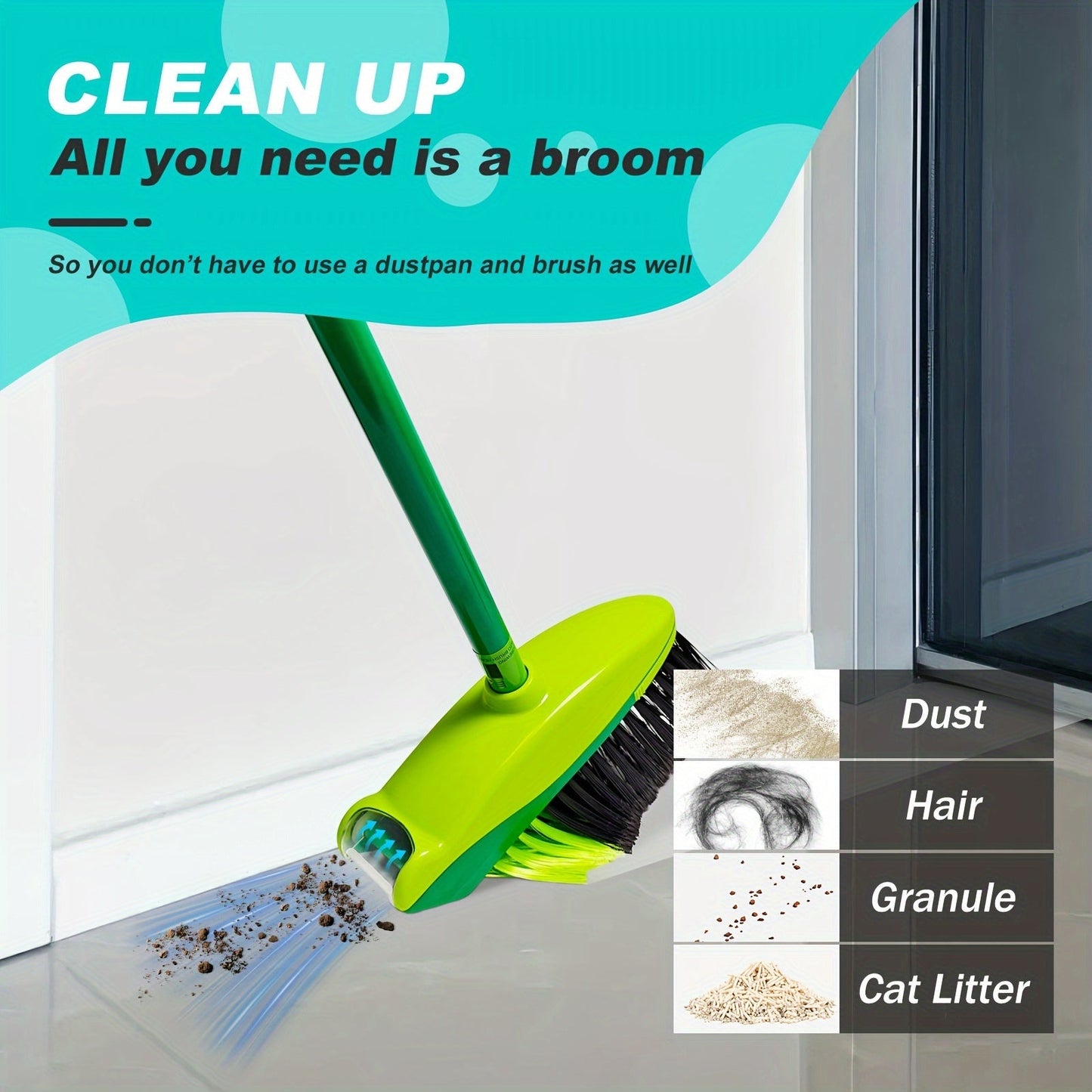 2-in-1 Smart Broom, Battery Powered Rotating Brush TJR8M3F
