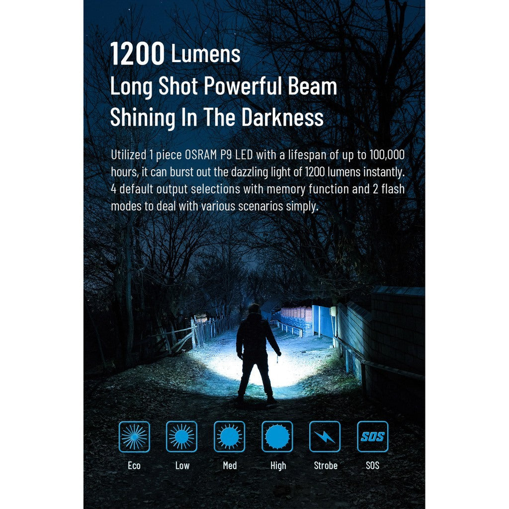 WUBEN C3 1200 Lumens Portable Rechargeable Waterproof EDC LED Flashlight