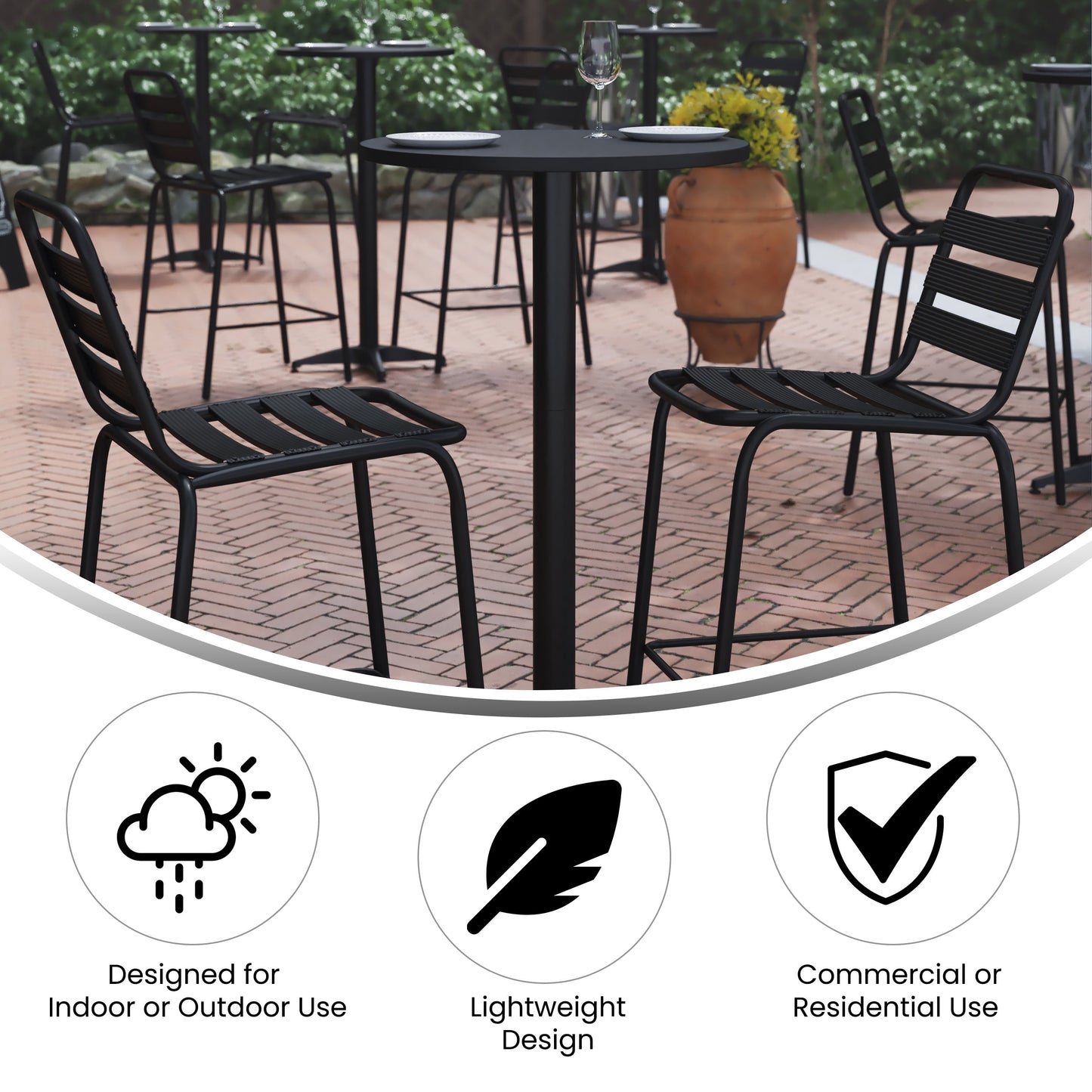 23.25" Round Aluminum Indoor-Outdoor Bar Height Table with Flip-Up Table