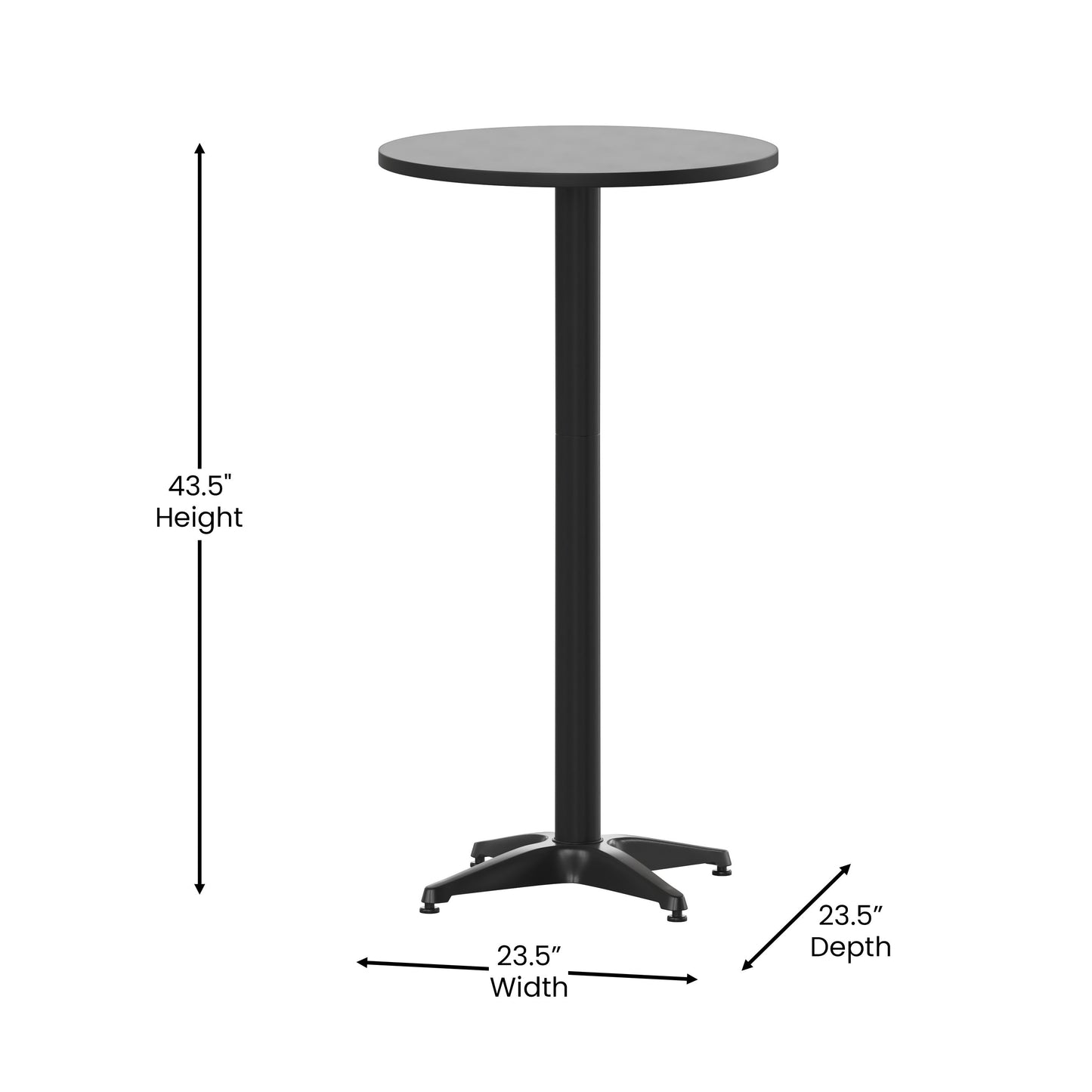 23.25" Round Aluminum Indoor-Outdoor Bar Height Table with Flip-Up Table