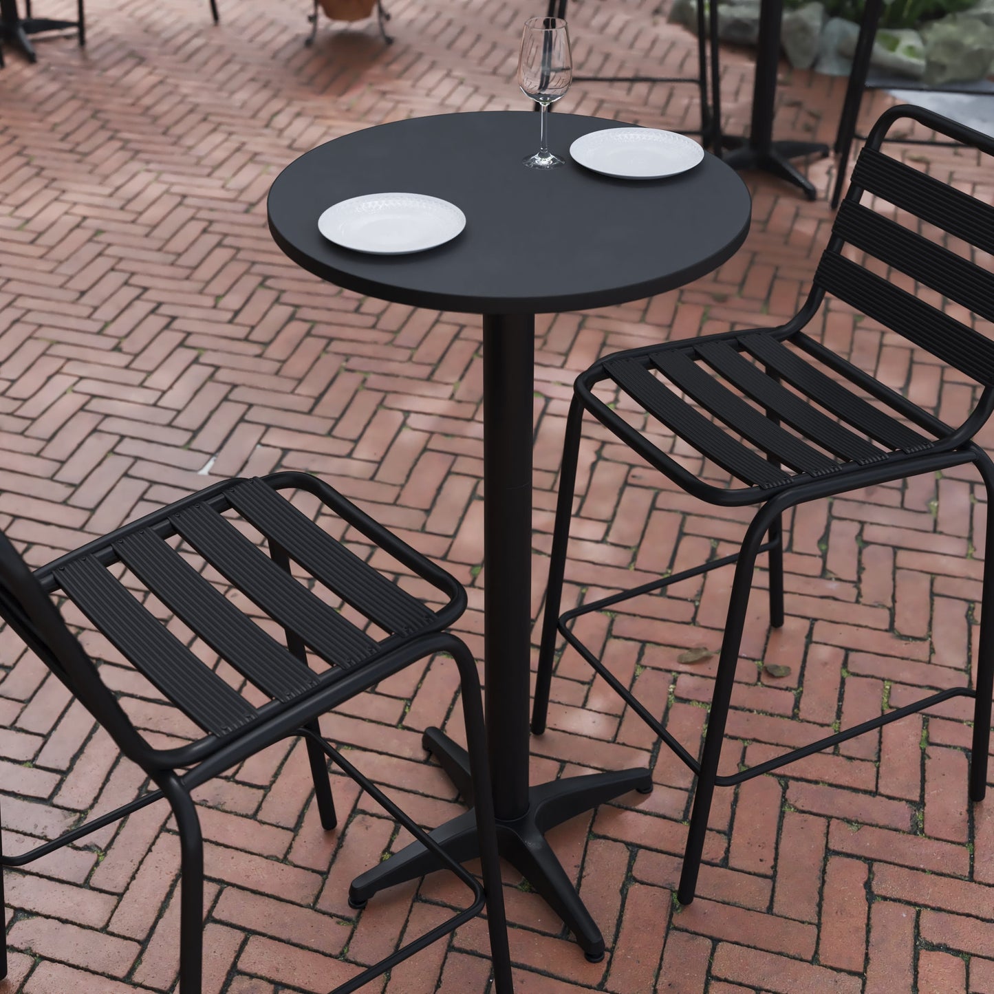23.25" Round Aluminum Indoor-Outdoor Bar Height Table with Flip-Up Table