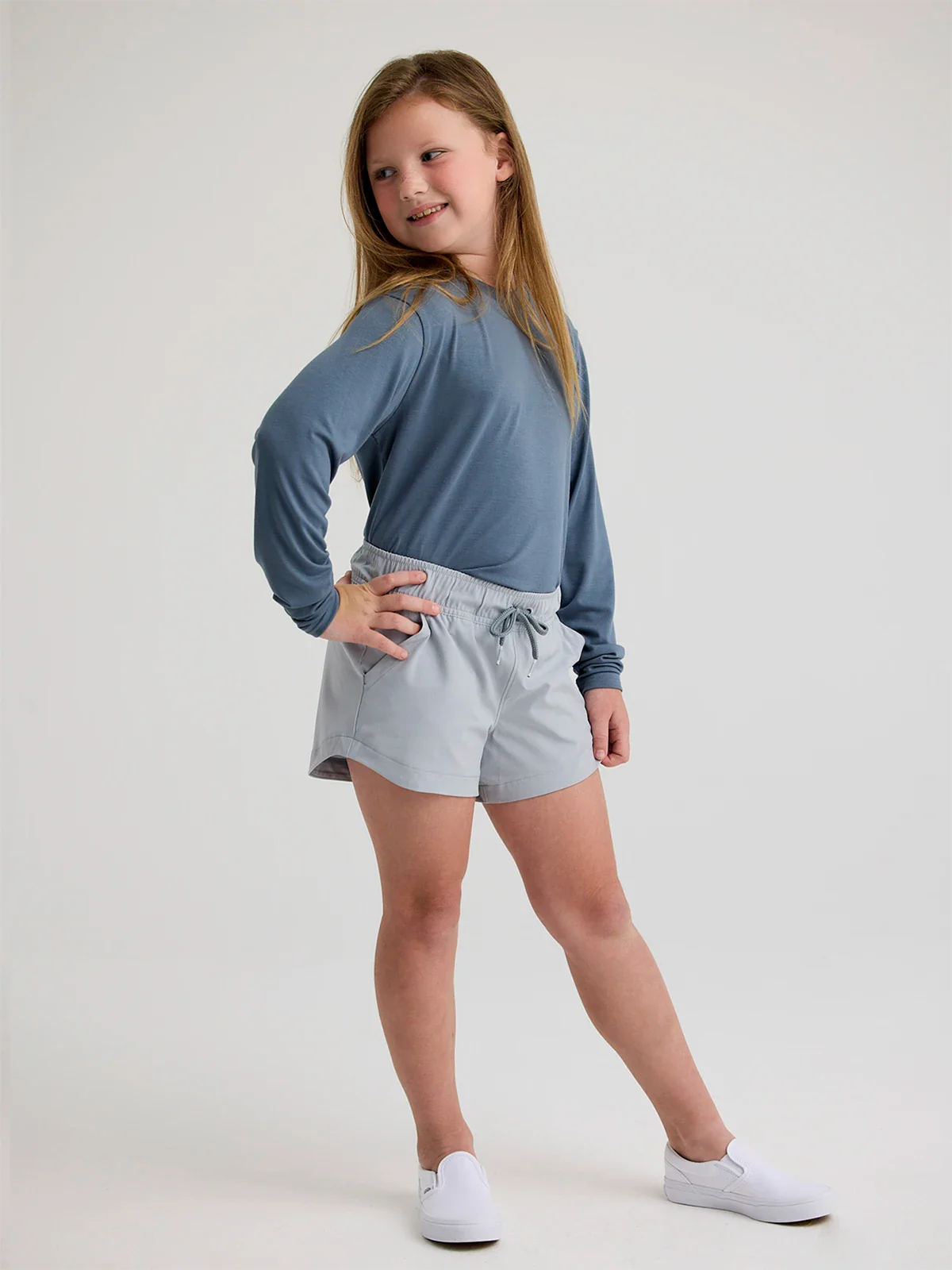 Youth Bamboo Shade Long Sleeve - Slate Blue