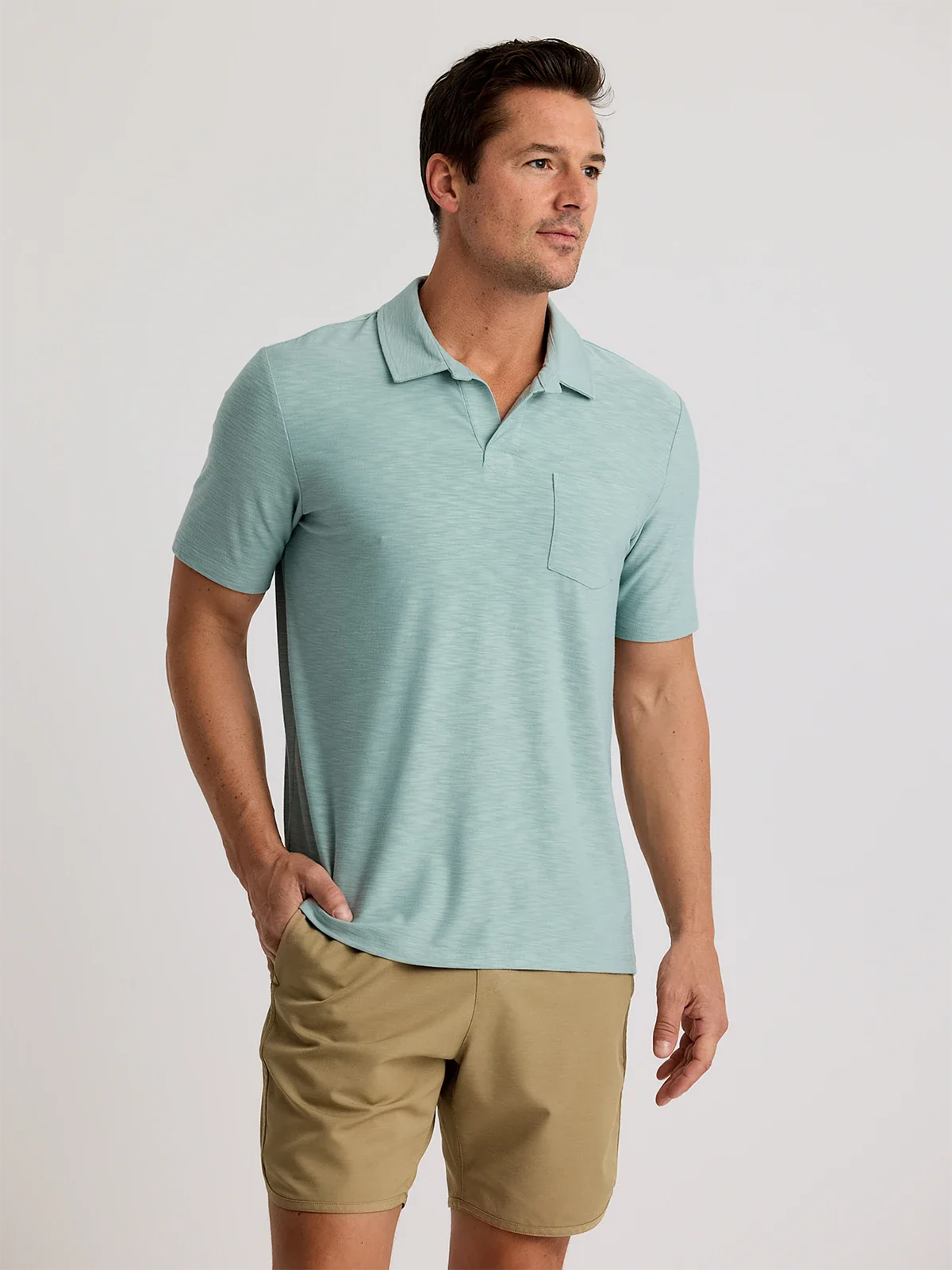 Men's Bamboo Slub Polo II - Ocean Mist