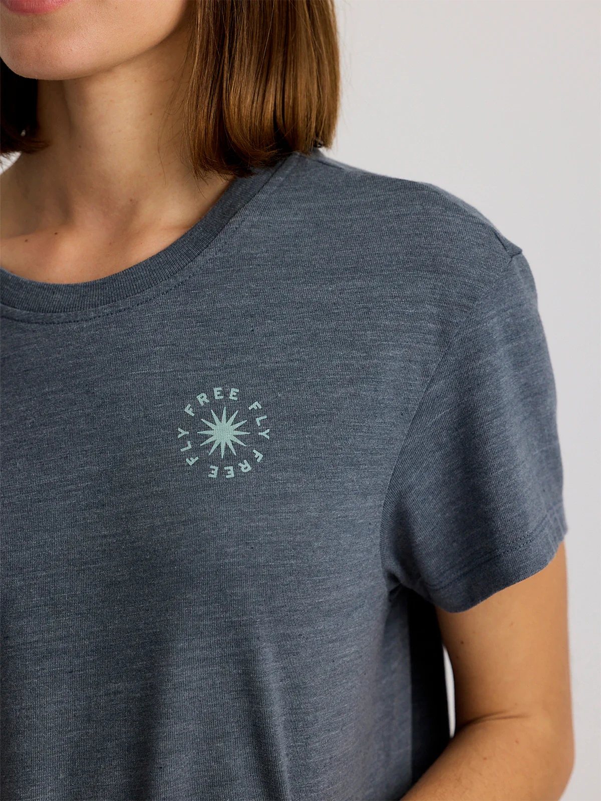 Women's Fan Palm Tee - Heather Storm Cloud