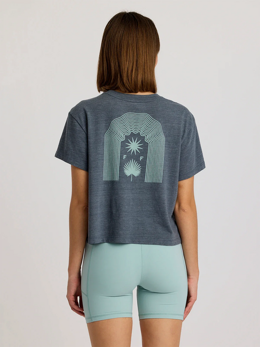 Women's Fan Palm Tee - Heather Storm Cloud