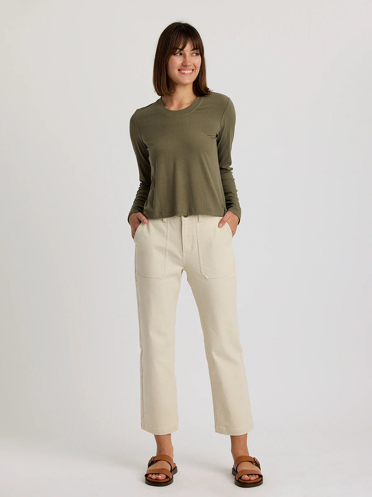 Women's Ribbed Bamboo Long Sleeve - Smokey Olive