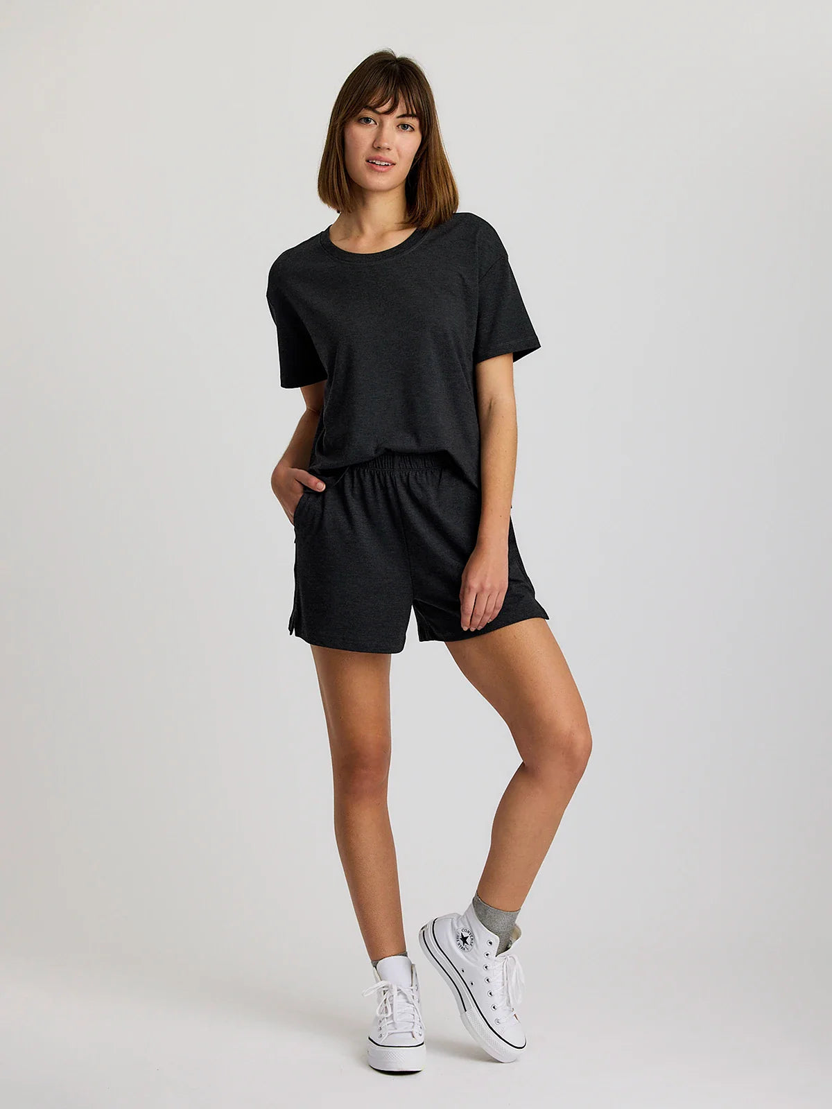 Women's Bamboo Flex Sunday Short - Heather Black