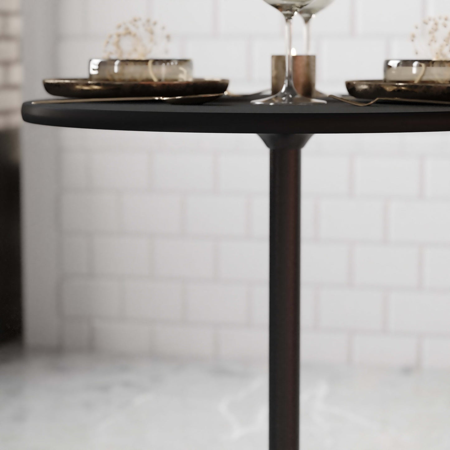 24'' Round Wood Cocktail Table with 30'' and 42'' Columns