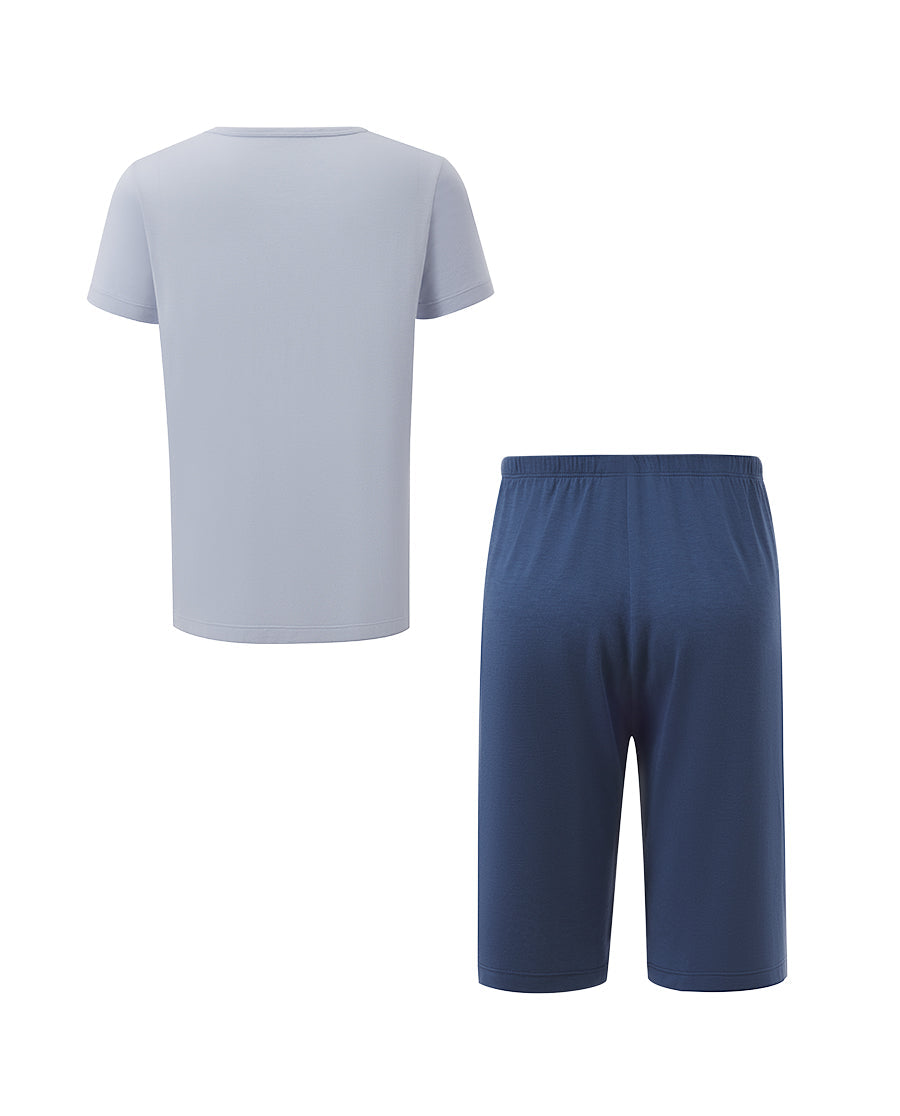 Aimer Kids Short-sleeve Tops Homewear Set For Boys