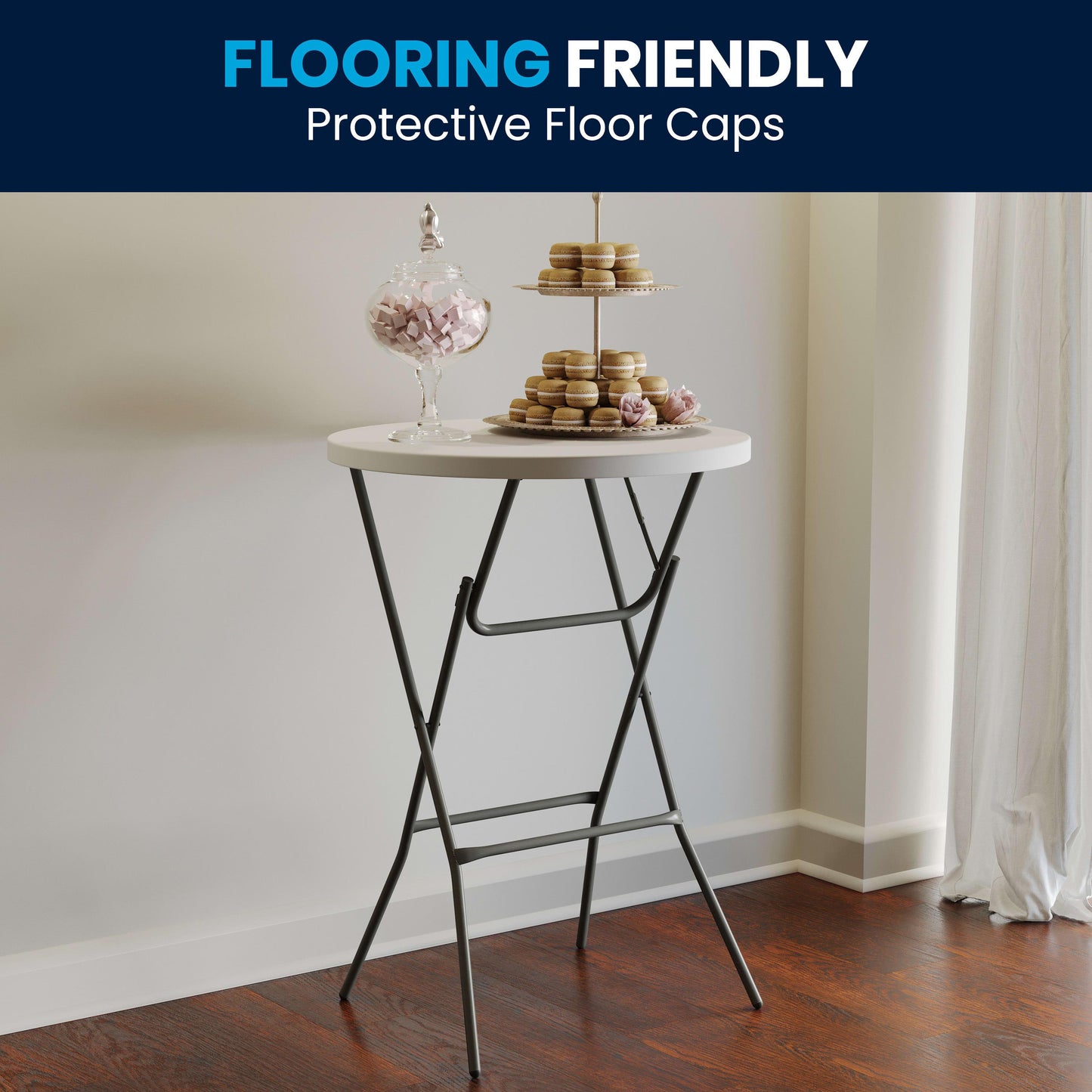 2.6-Foot Round Plastic Bar Height Folding Table
