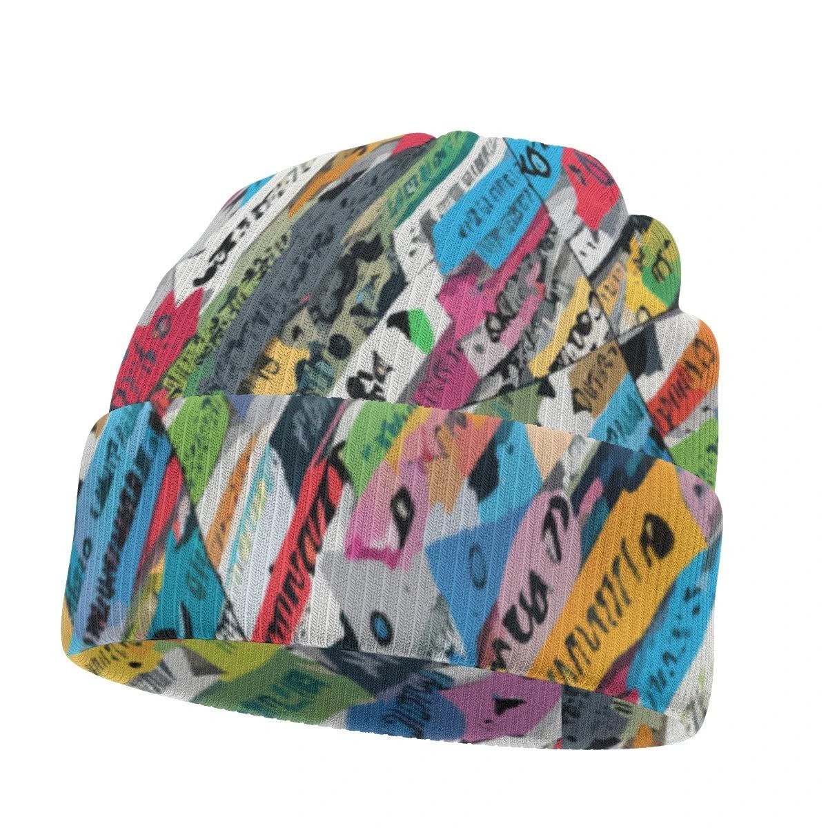 Digital Drip AOP Beanie — Abstract Camo Double-Sided Knit Cap