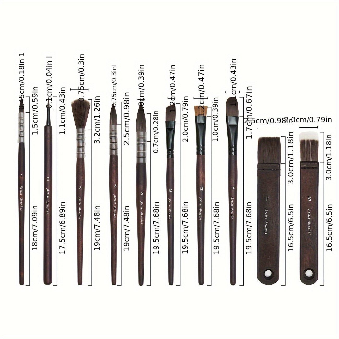 10pcs Professional Synthetic Paint Brush Set for Acrylics - EI2U