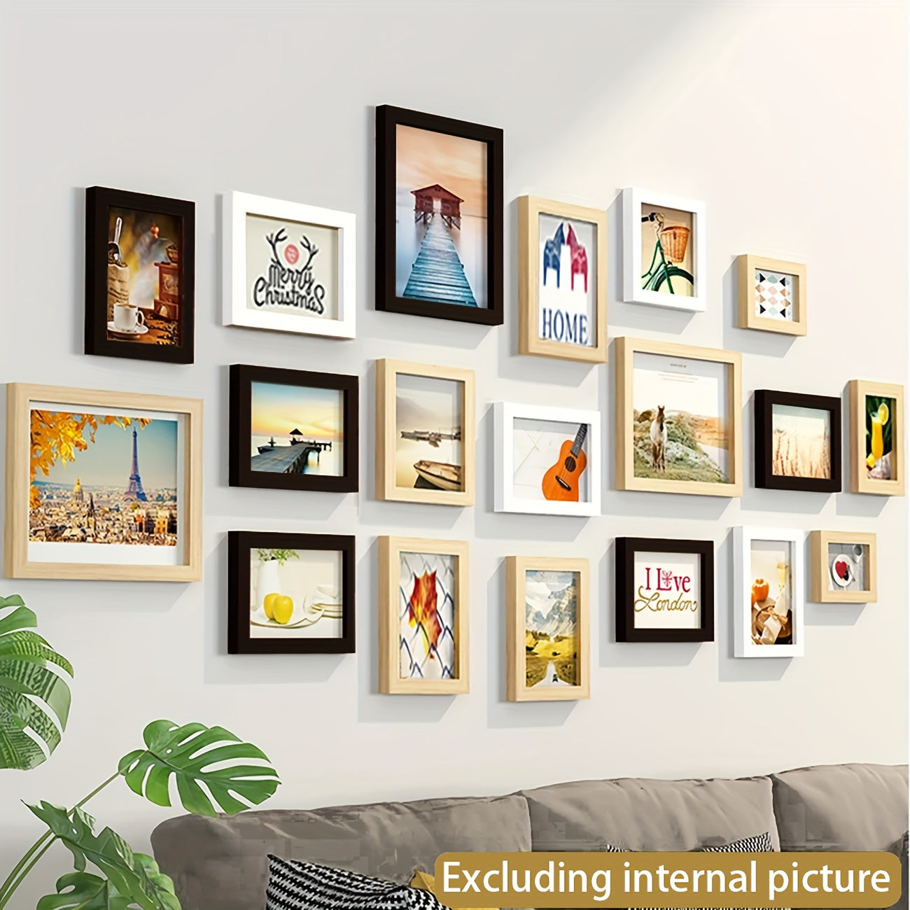 19Piece Wooden Photo Frame Wall Set-P17T