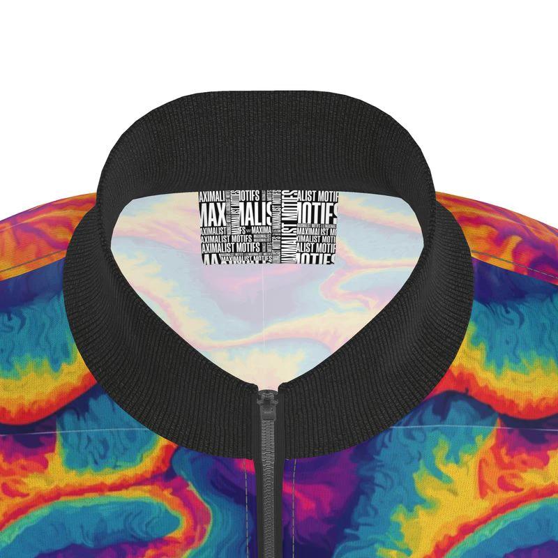 Spiral Overload Tracksuit Jacket — Rainbow Psychedelic Swirl AOP Sports Jersey, Retro Rave Warm-Up Layer