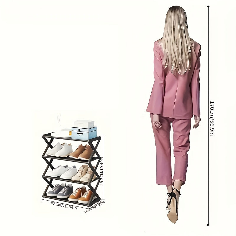 4-Tier Metal Shoe Rack, Foldable & Space-Saving Organizer TJR8K9L