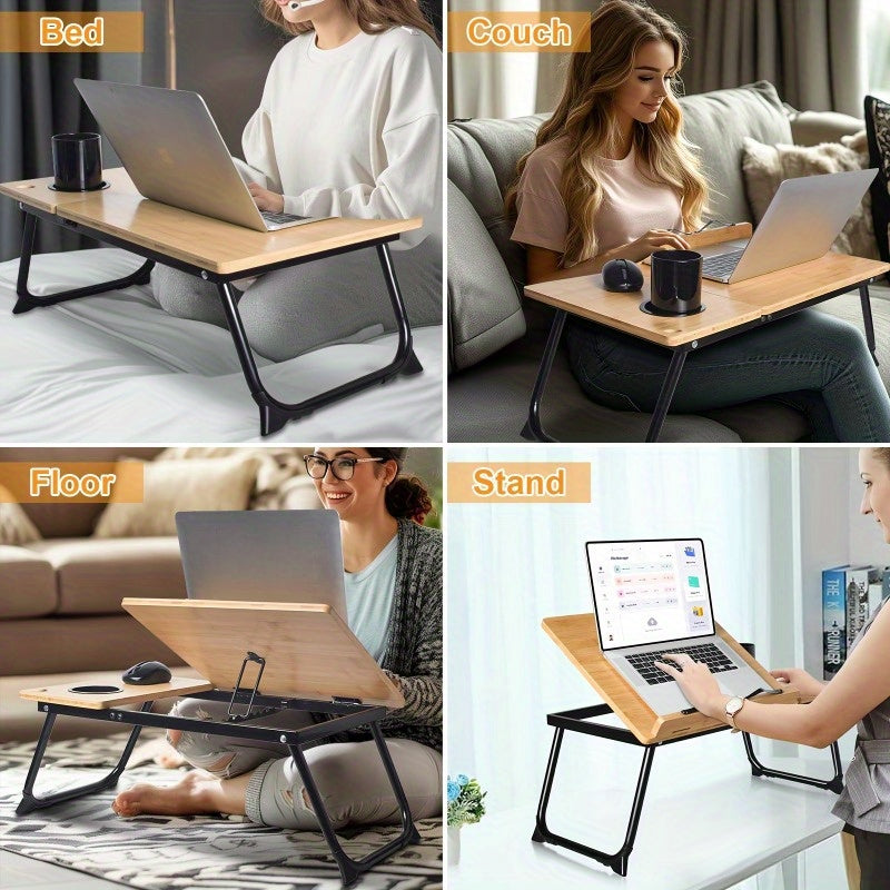 Foldable Laptop Desk with Cup Holder- HMT17FD