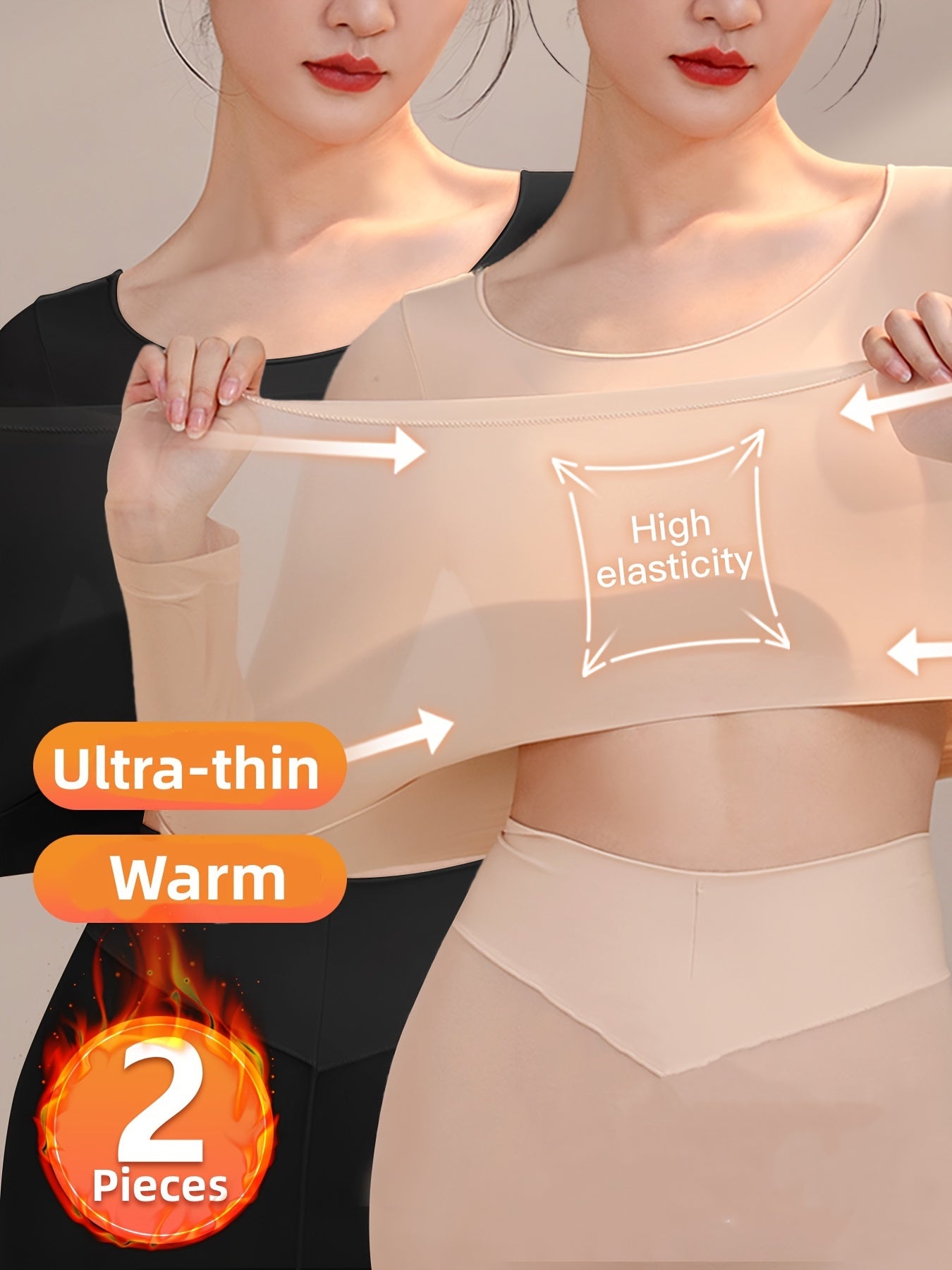 2-Pack Ultra-Thin Thermal Base Layer Tops TJR5M8P