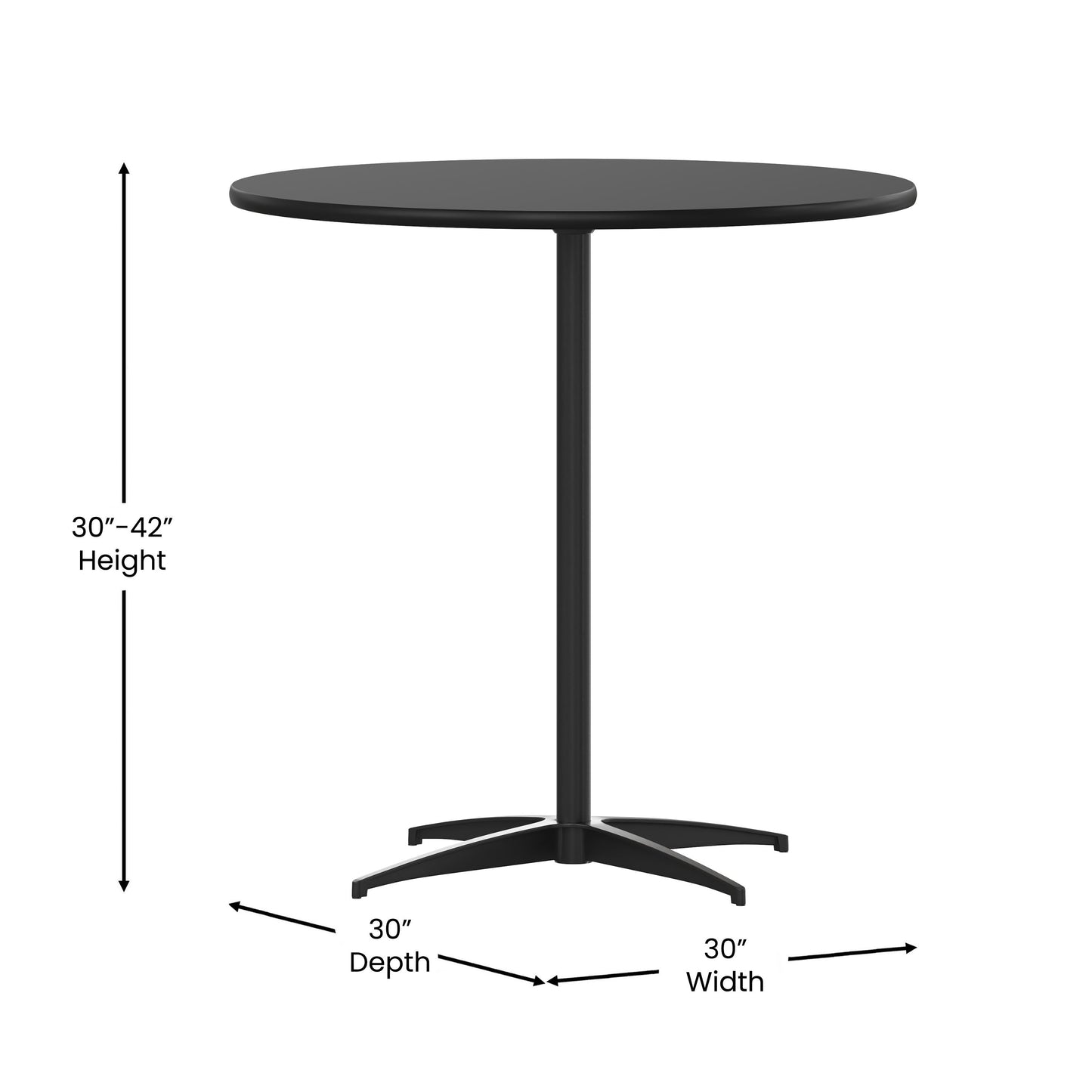 30'' Round Wood Cocktail Table with 30'' and 42'' Columns