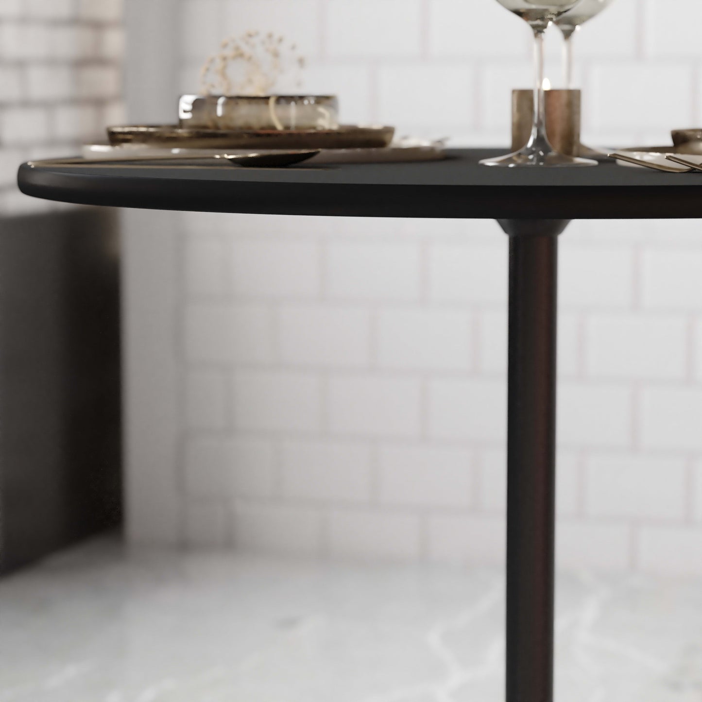 30'' Round Wood Cocktail Table with 30'' and 42'' Columns