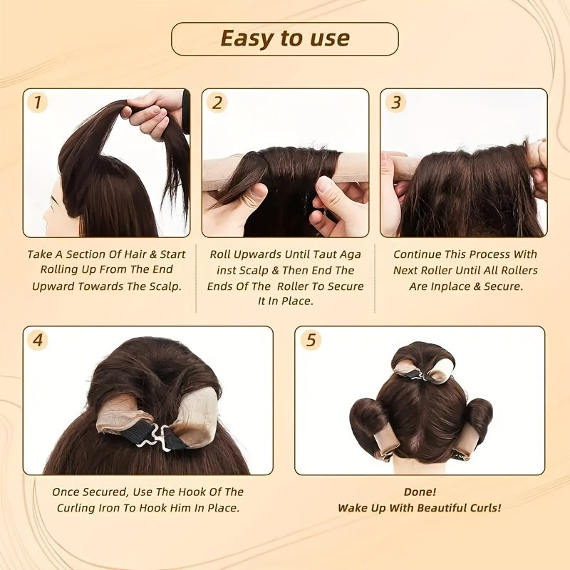 4pcs Ellitina Heatless Hair Curler Set - DCV2