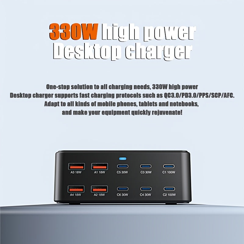 330W USB Charging Hub, 10-Port Fast Charging Station – TJR2B8Y