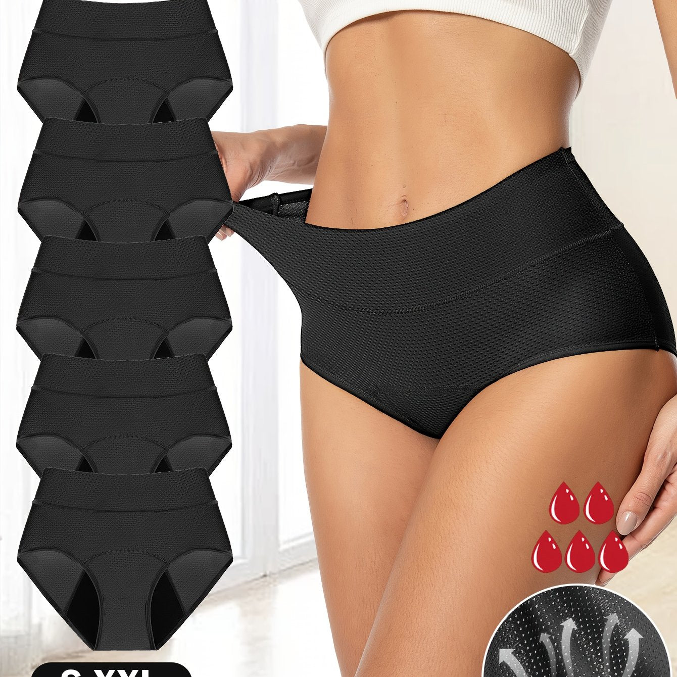 5 Pack Period Underwear, Breathable & Comfortable TJR6R2P
