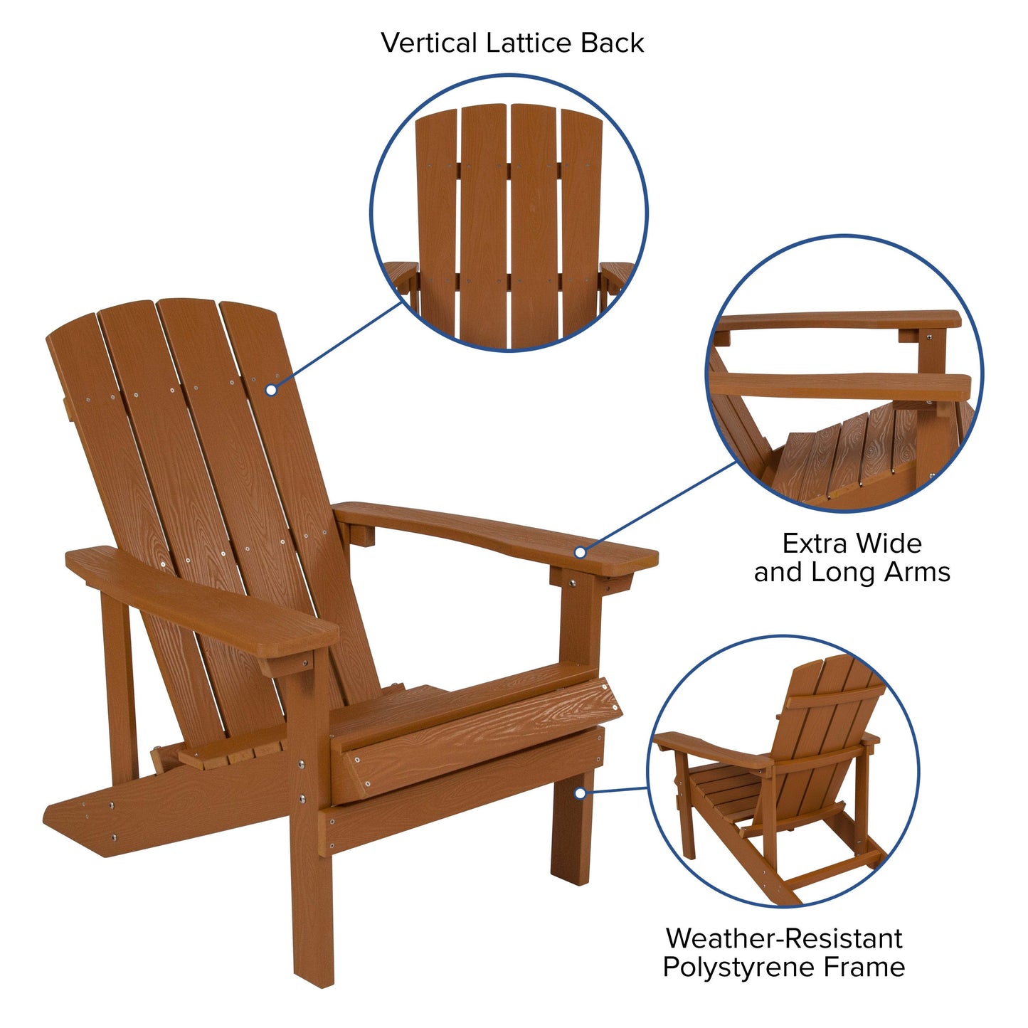3 Piece Charlestown Poly Resin Wood Adirondack Chair Set with Fire Pit - Star and Moon Fire Pit with Mesh Cover