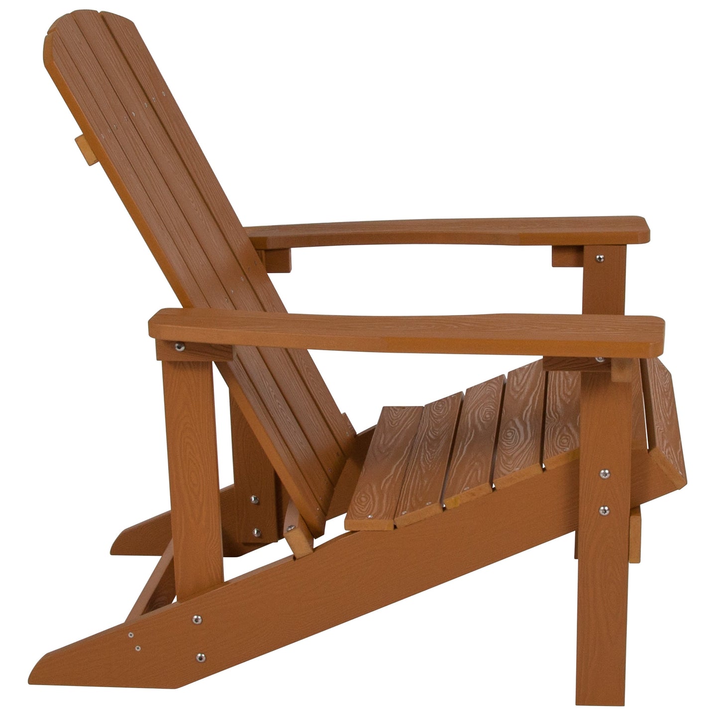 3 Piece Charlestown Poly Resin Wood Adirondack Chair Set with Fire Pit - Star and Moon Fire Pit with Mesh Cover
