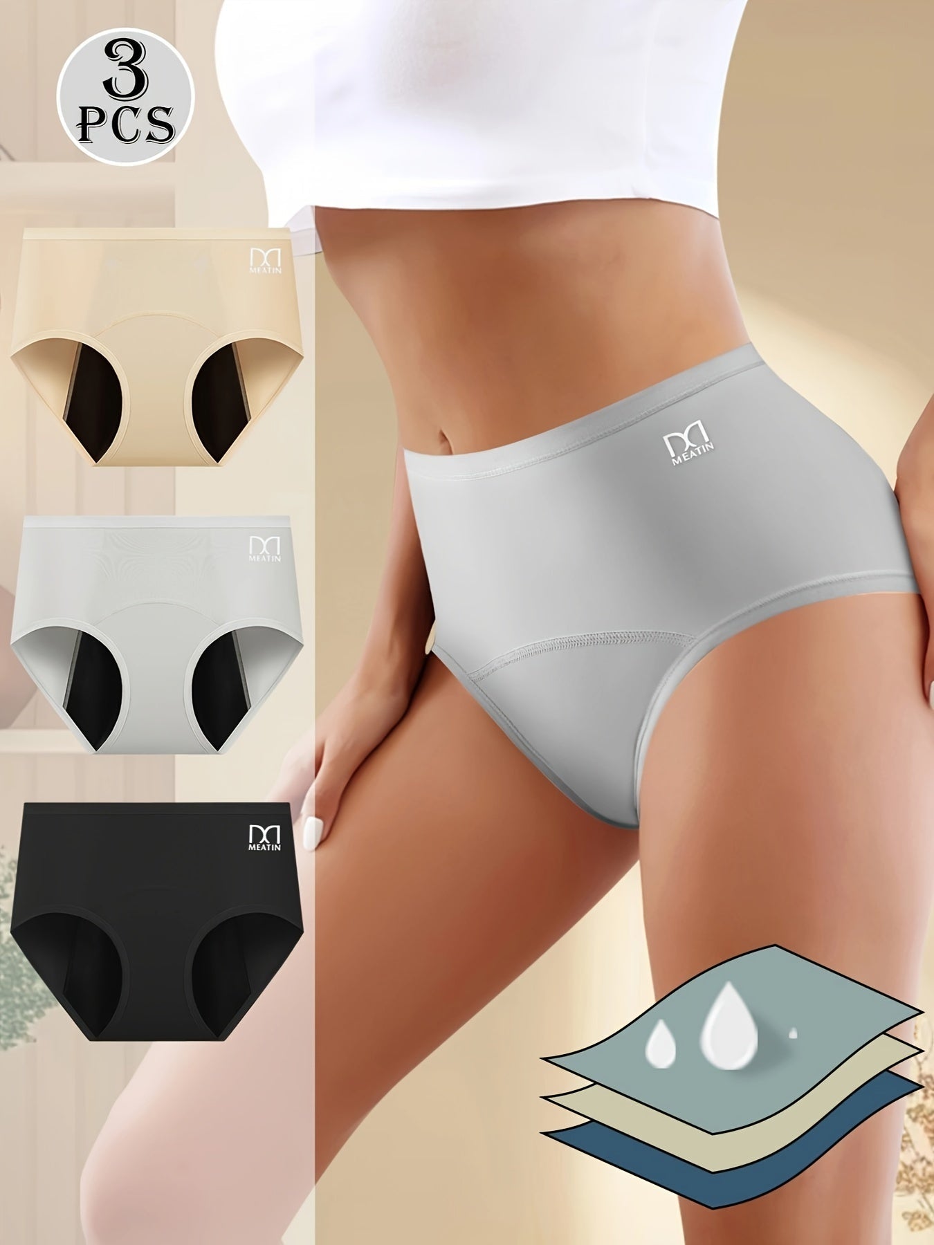 3pcs Anti-Leakage Terry Cloth Physiological Pants TJR5G7V