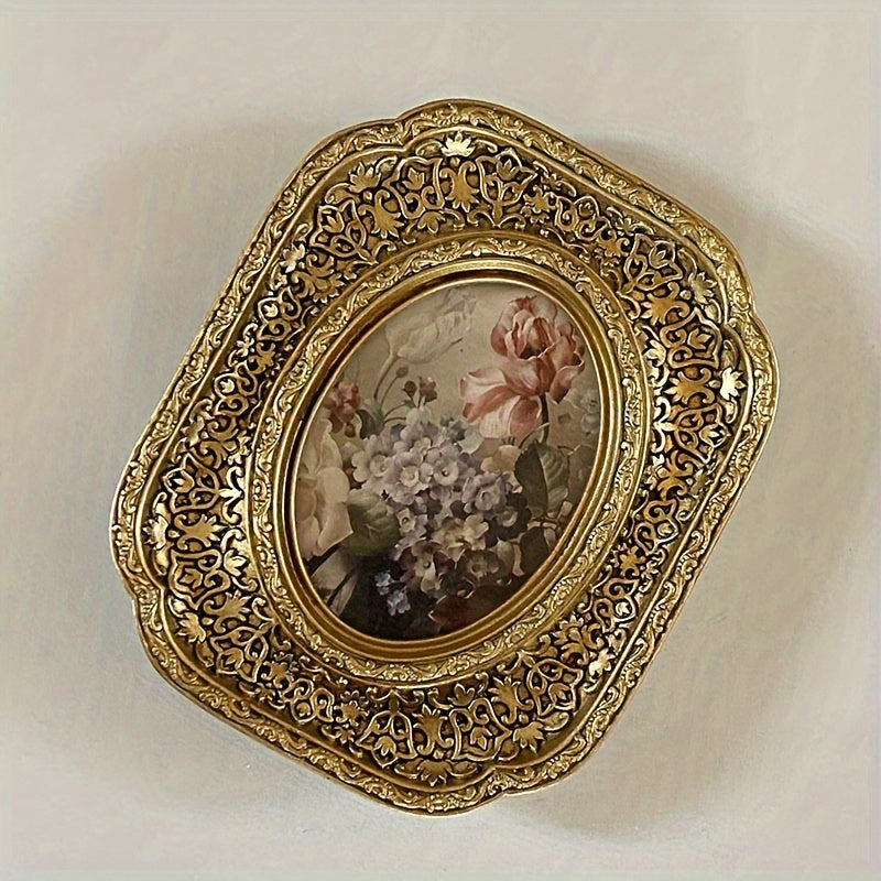 Vintage-Inspired Floral Carved Picture Frame - X2LC