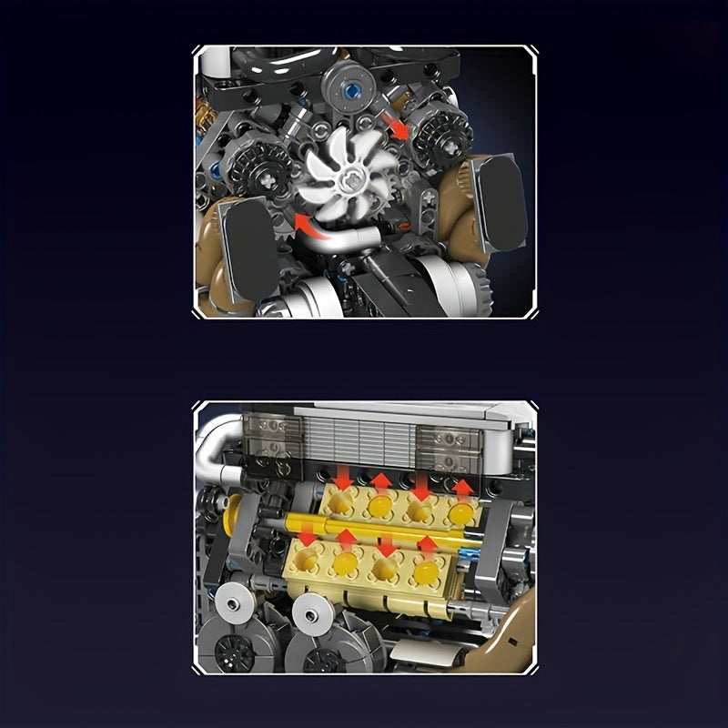 Super Sports Car W16 Engine Model Building Set - TJR6K5Y