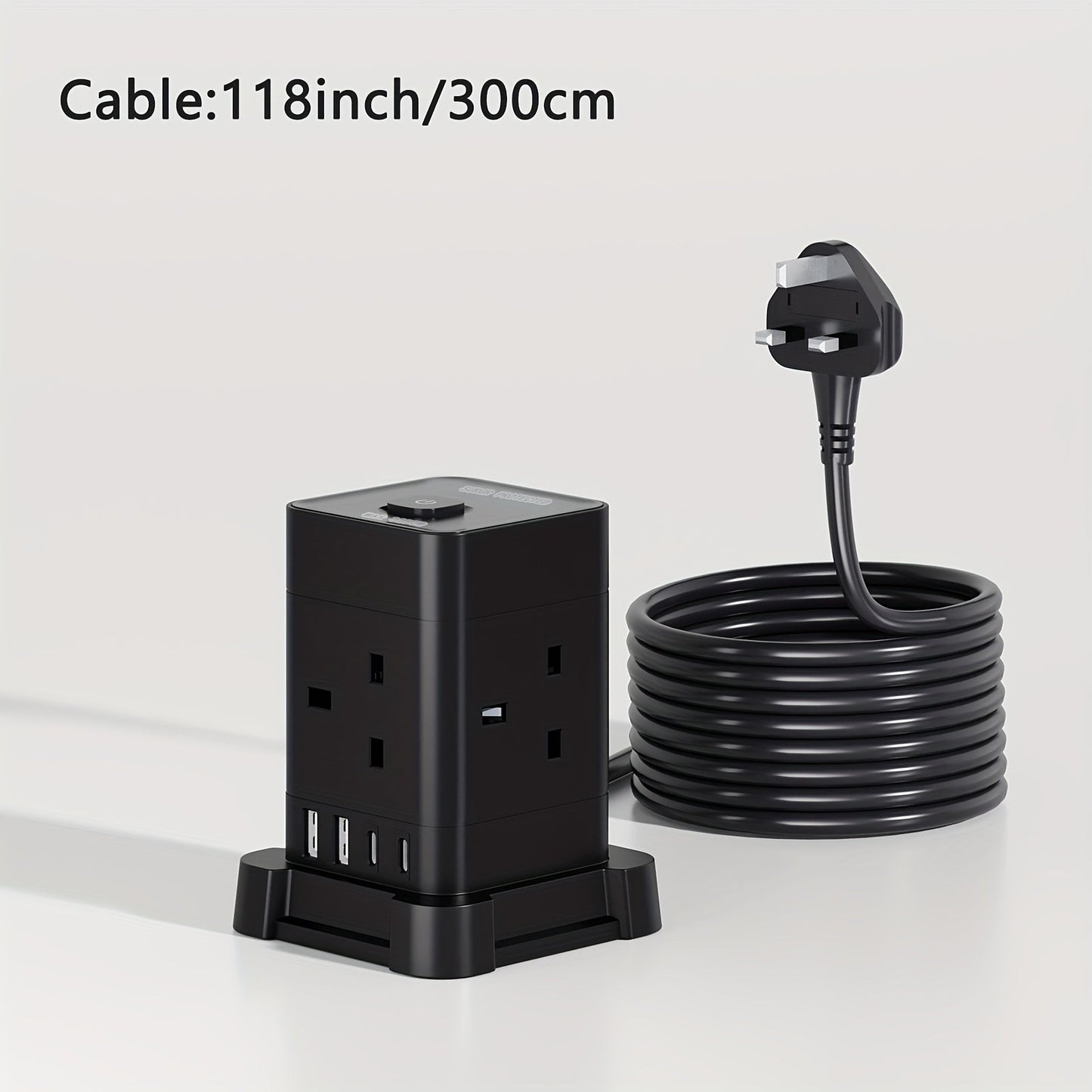 12-Outlet Tower Extension Lead with 4 USB Ports TJR3L6N