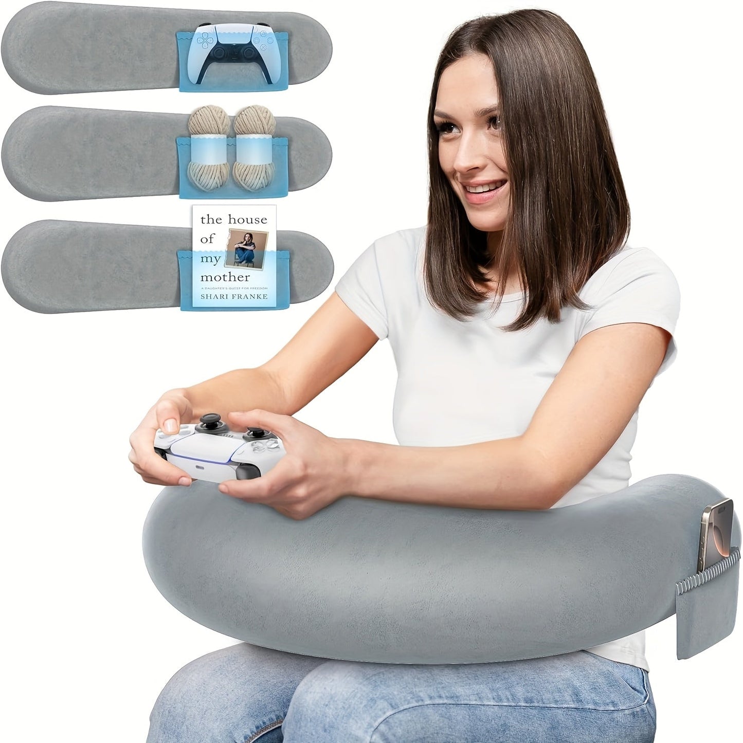 Ergonomic Lap Pillow with Arm Rest for BedSofaFloor-1B0T
