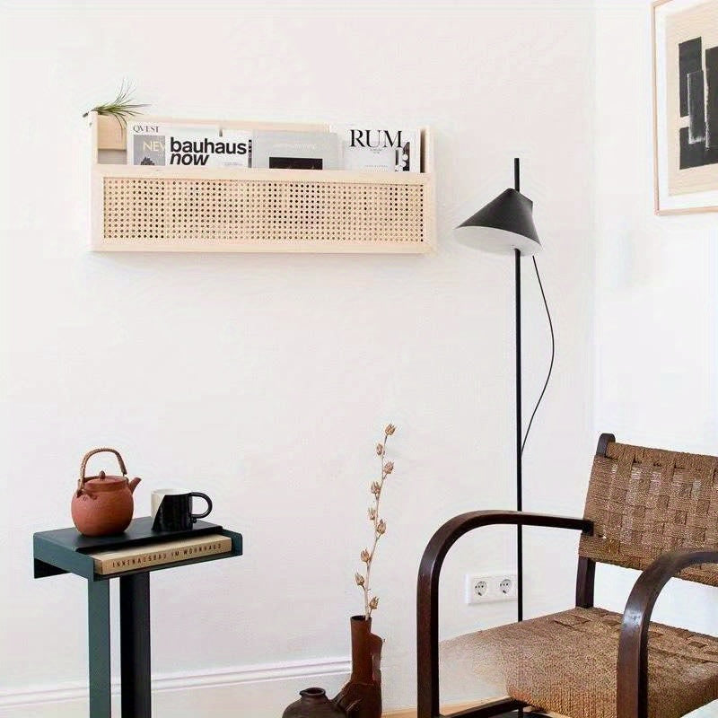 Rustic Wall-Mounted Pine Storage Shelf for The Living Room - XL2M