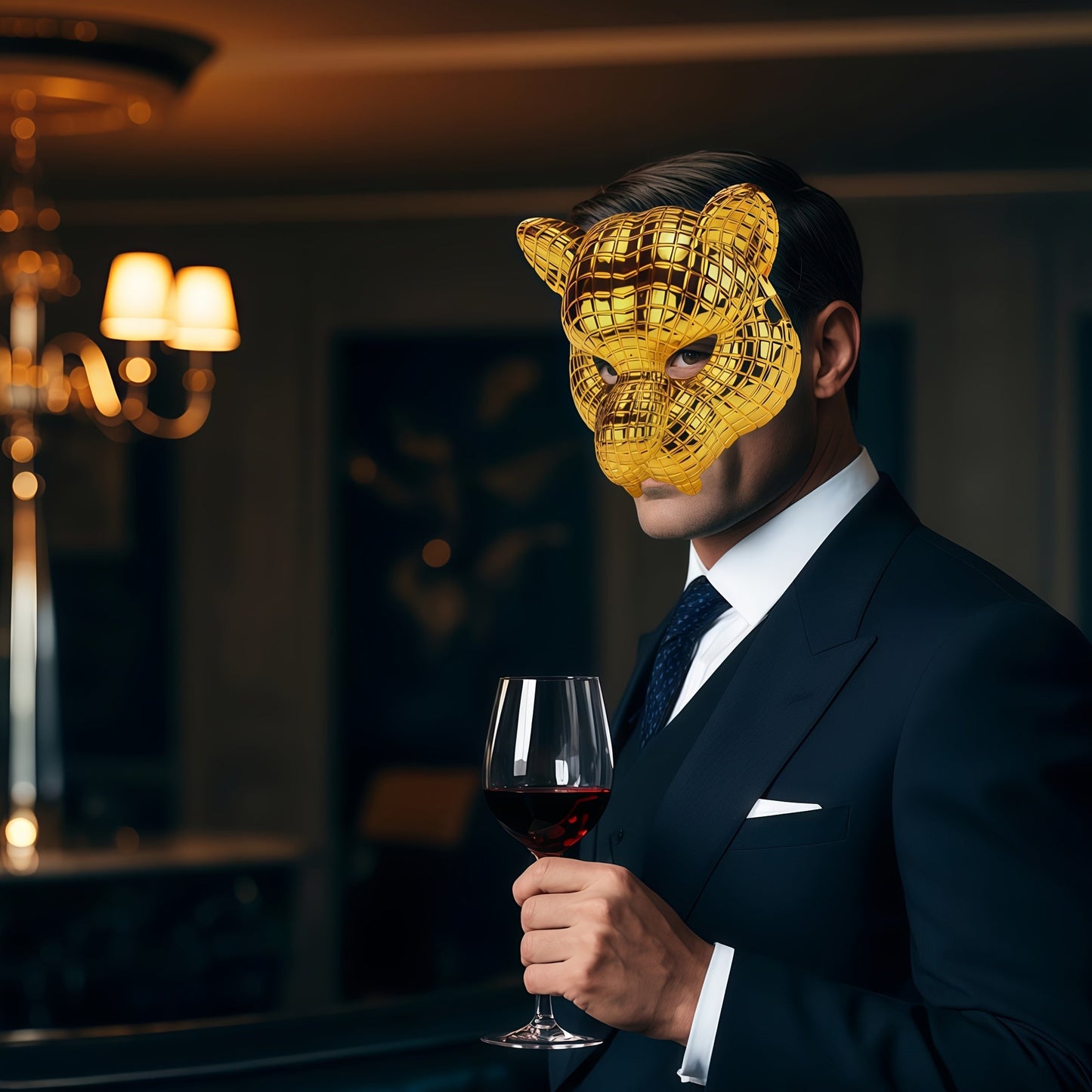 Golden PVC Mask, Fashionable & Breathable for Events TJR7D4X