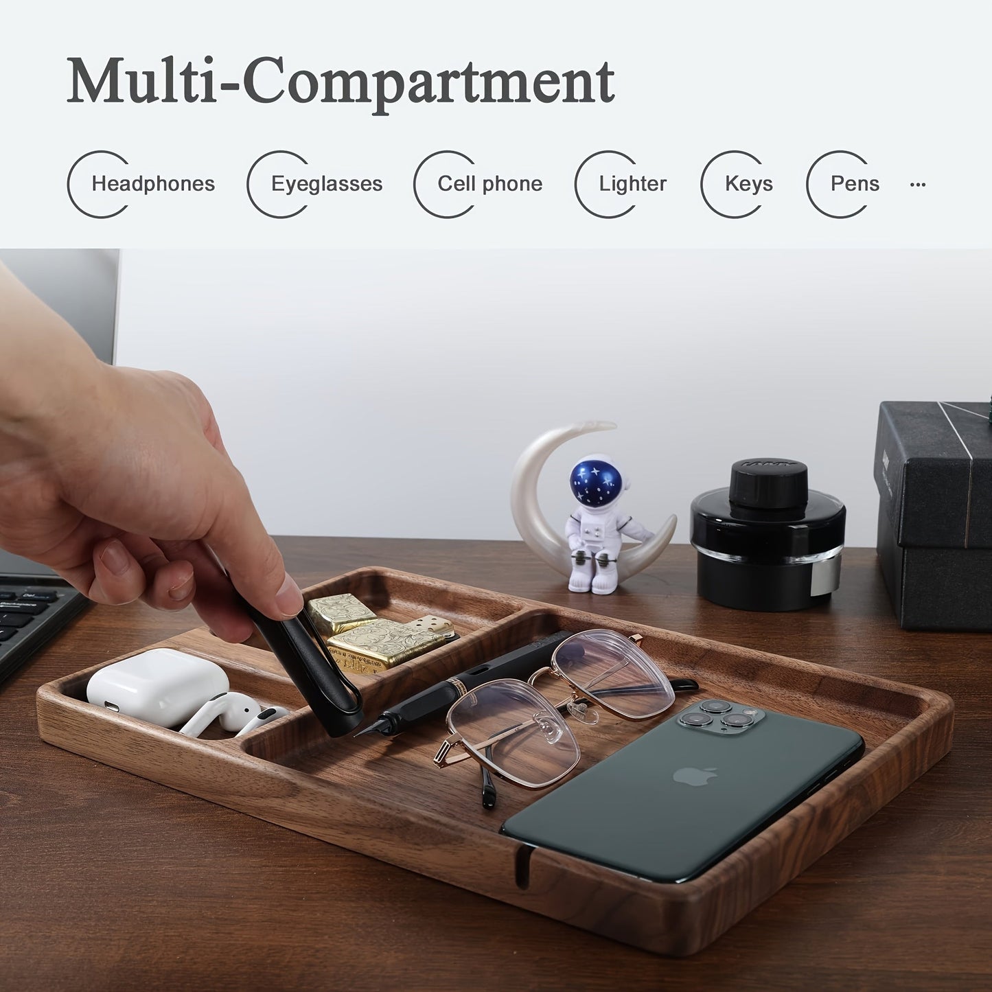 Wooden Valet Tray Organizer- HMT24WO