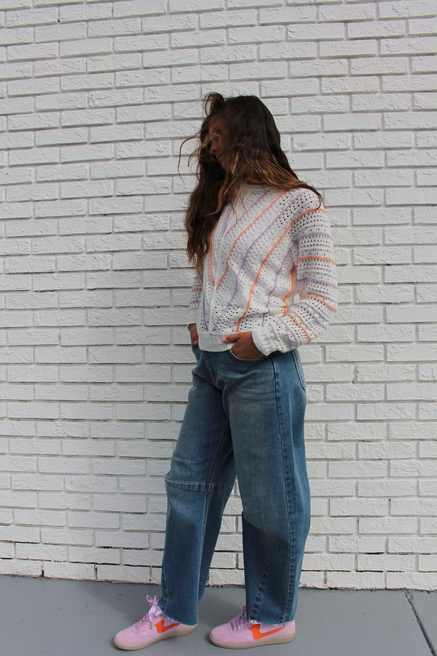 Myra Wide Neck Crochet Sweater