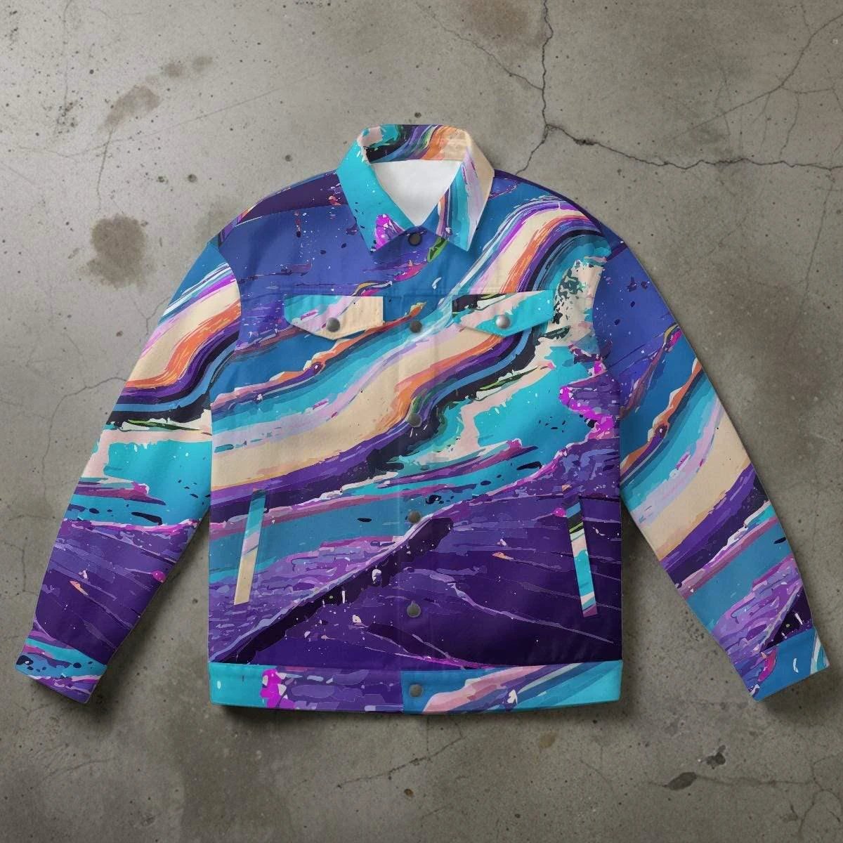 Psychedelic Splash Waterproof Urban Jacket - Vibrant All-Over Print Windbreaker for Street Style