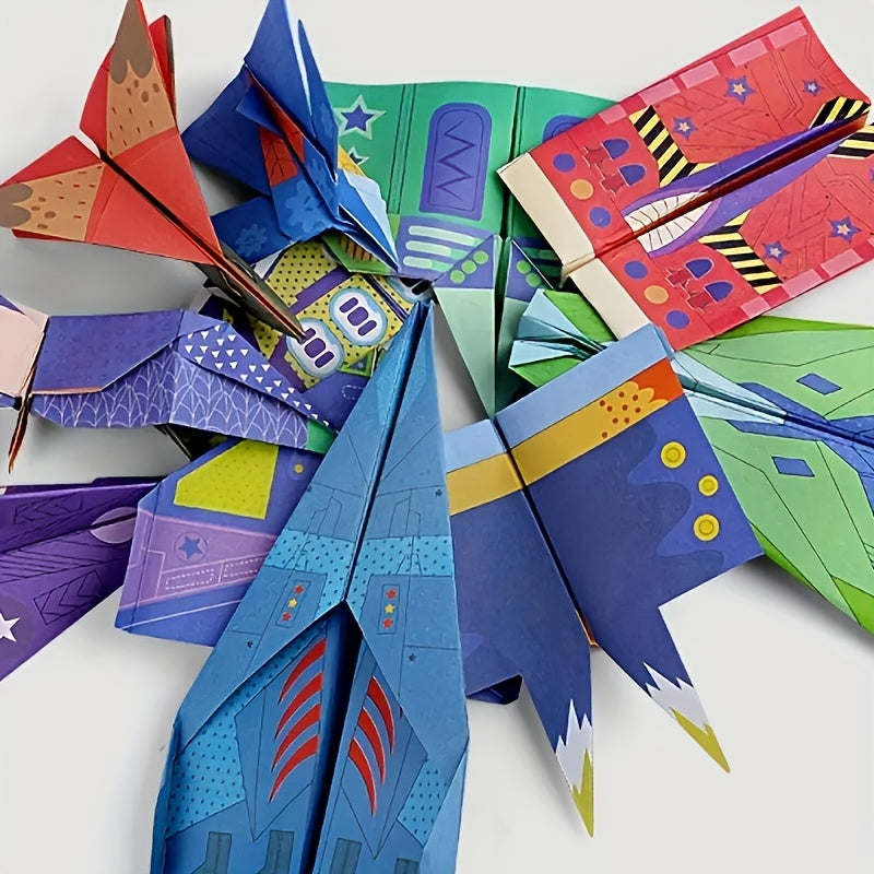 32 Sheets Creative Paper Airplane Craft Kit with Guidebook TJR5L7H