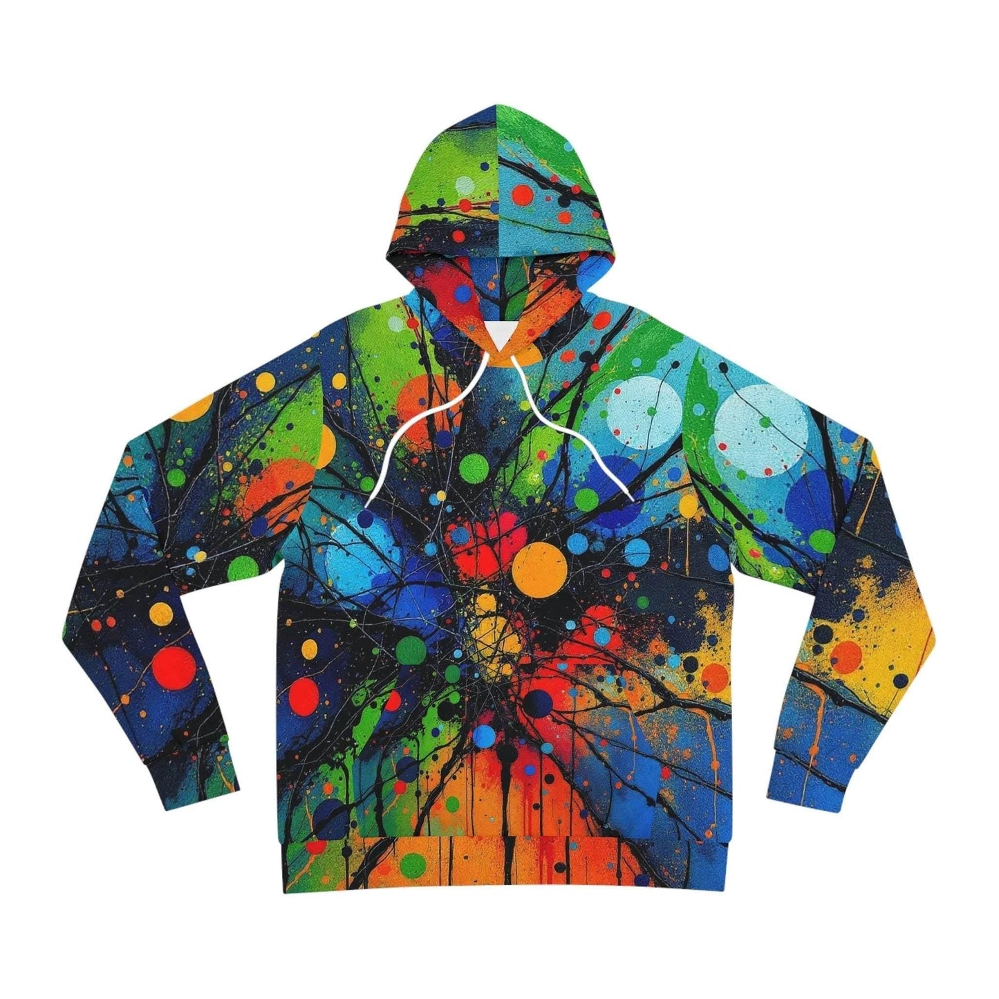 Trippy Rasta Splatter Ink Hoodie - Psychedelic Acrylic Pour Sweatshirt for Reggae & Festivals
