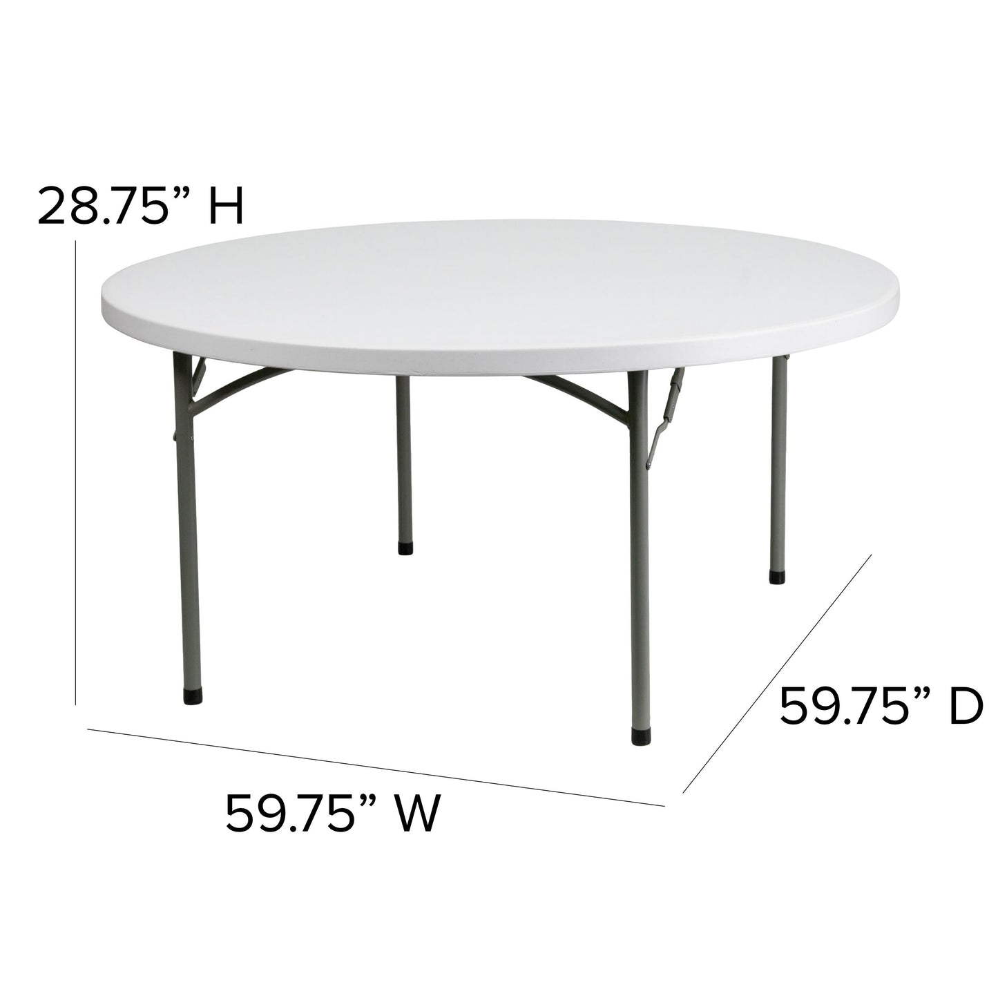 5-Foot Round Plastic Folding Table
