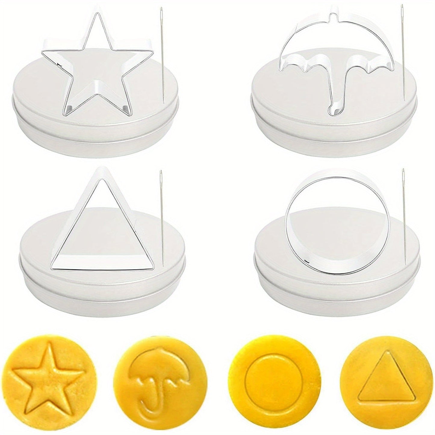 4 Shapes Cookie Cutters Set with Mold Boxes, Stainless Steel TJR3Y2T