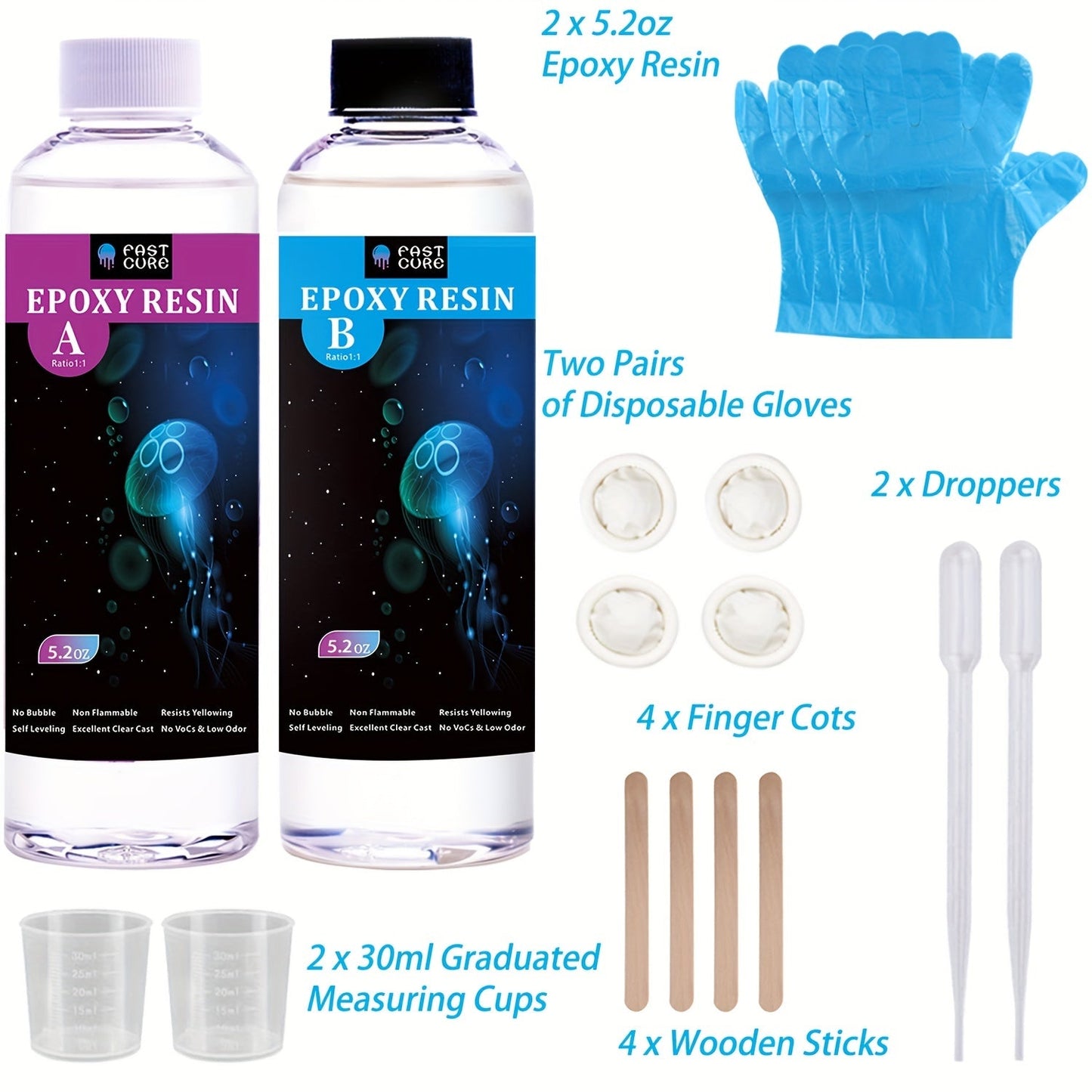 Epoxy Resin Kit Easy Mix BubbleFree UV Protected-4OXM