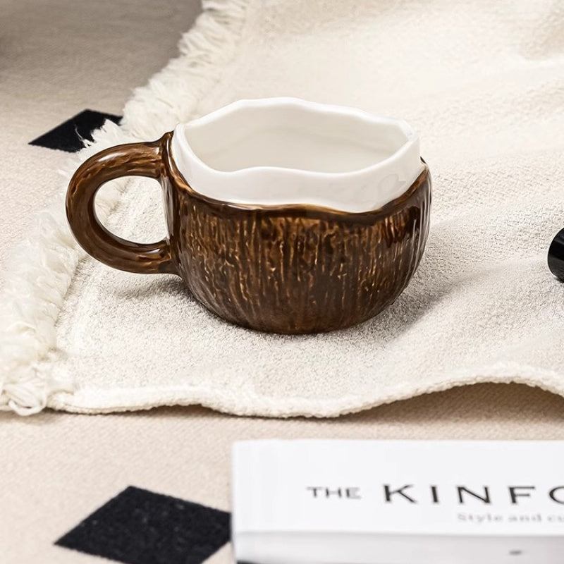 Vintage Hand-Pinched Coconut Shell Design Coffee Mug- HMT15CD