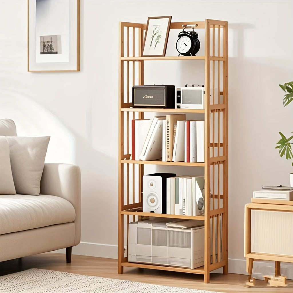 5-Tier Bamboo Bookshelf Storage Rack - XYV9
