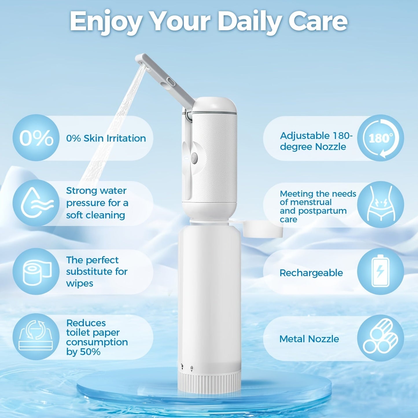 USB Rechargeable Portable Travel Bidet, Handheld Sprayer TJR4R6H